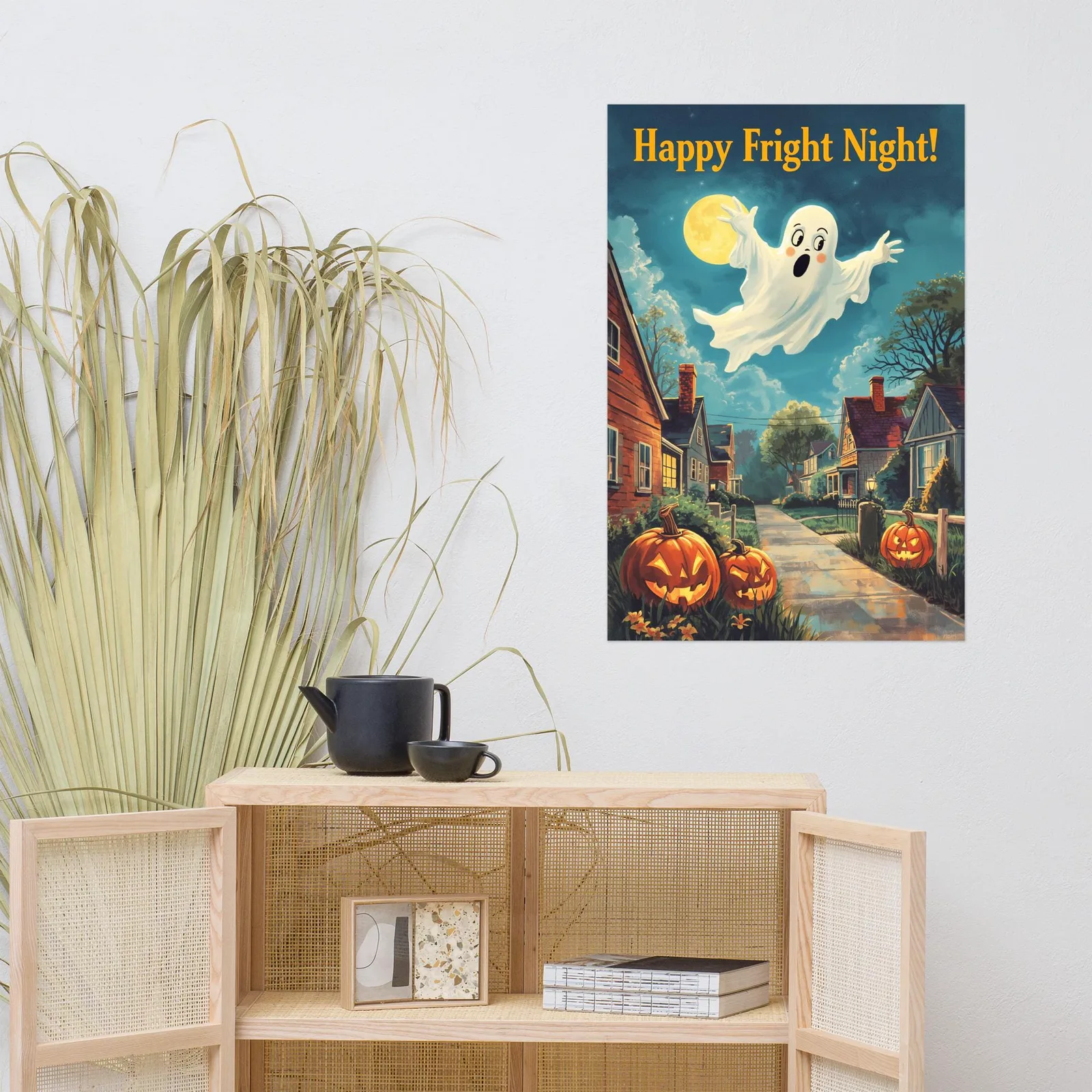 Happy Ghost Halloween Poster: Vintage Fright Night Wall Art, photo 7