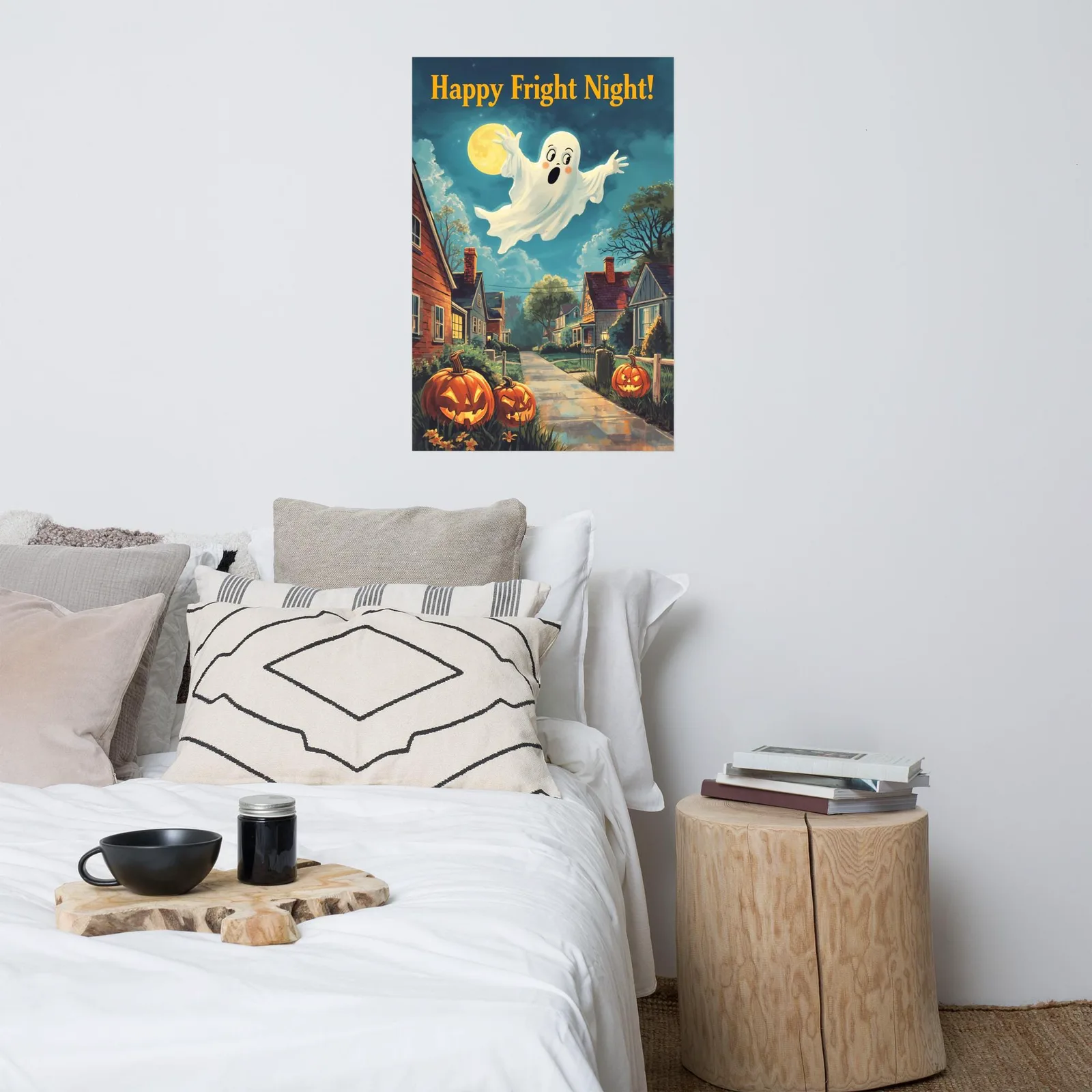 Happy Ghost Halloween Poster: Vintage Fright Night Wall Art, photo 6