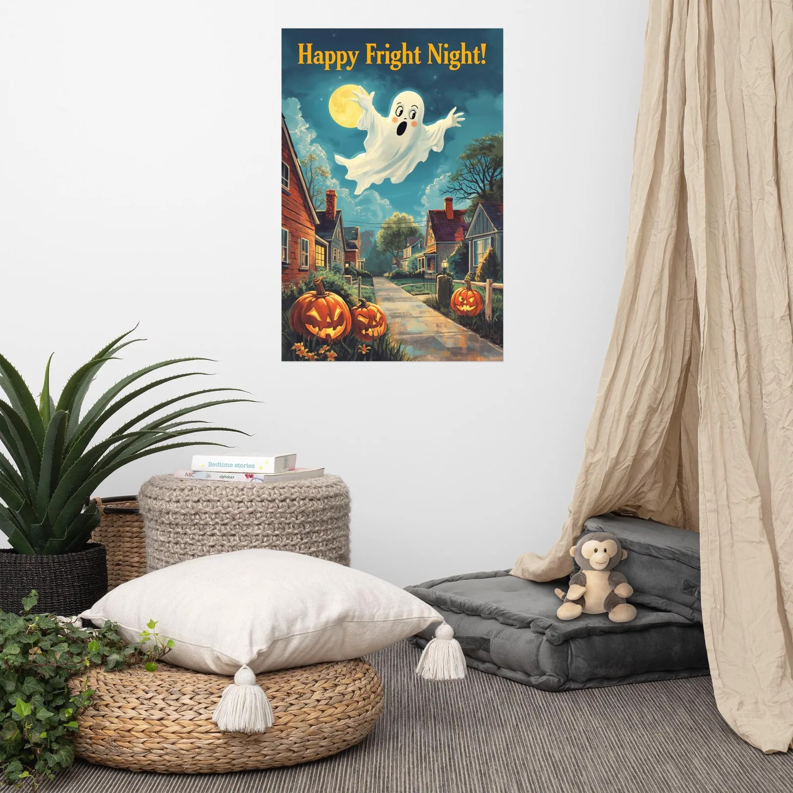 Happy Ghost Halloween Poster: Vintage Fright Night Wall Art, photo 5