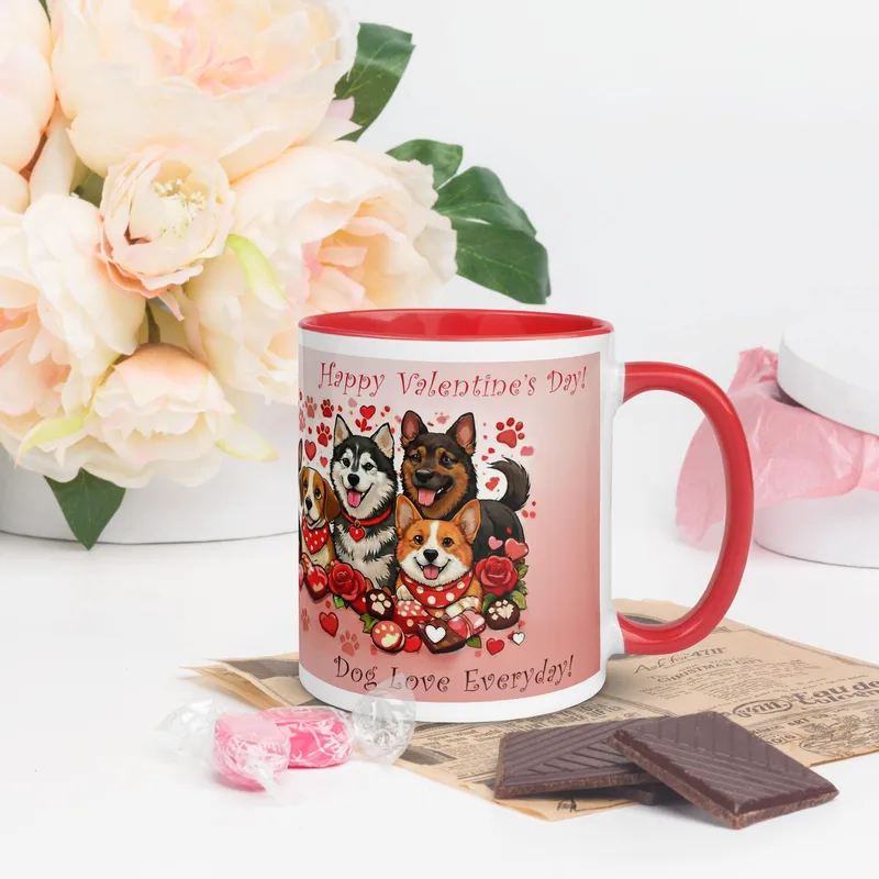 Happy Valentine’s Day Coffee Mug – Dog Love Everyday quote, Gift for Dog Lovers