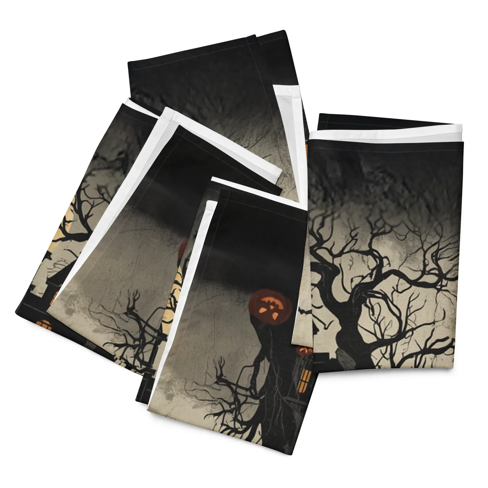 Haunted House Halloween Cloth Napkin Set of 4: Spooky Table Decor, photo 4