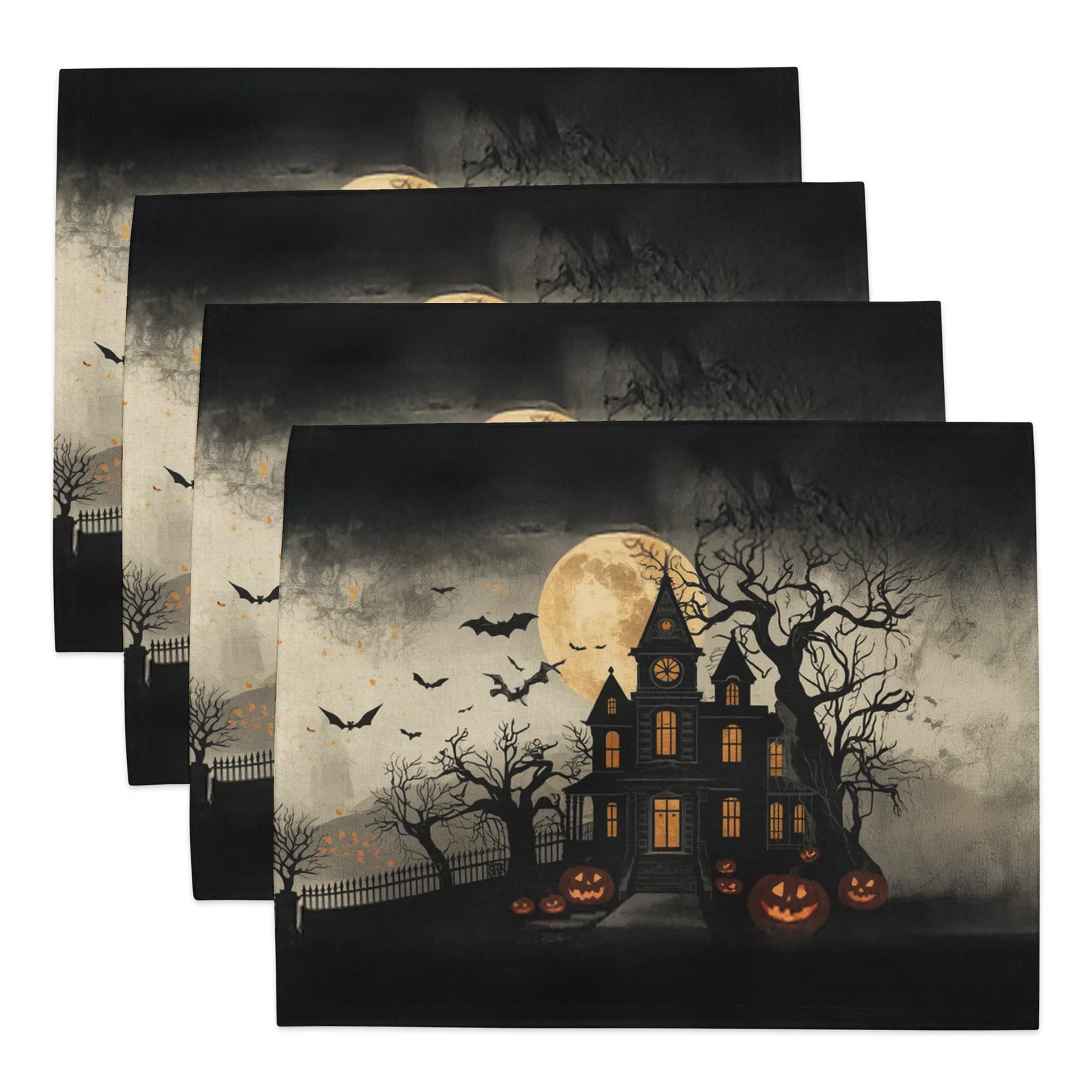 Haunted House Halloween Placemats Set of 4: Spooky Table Decor, photo 2