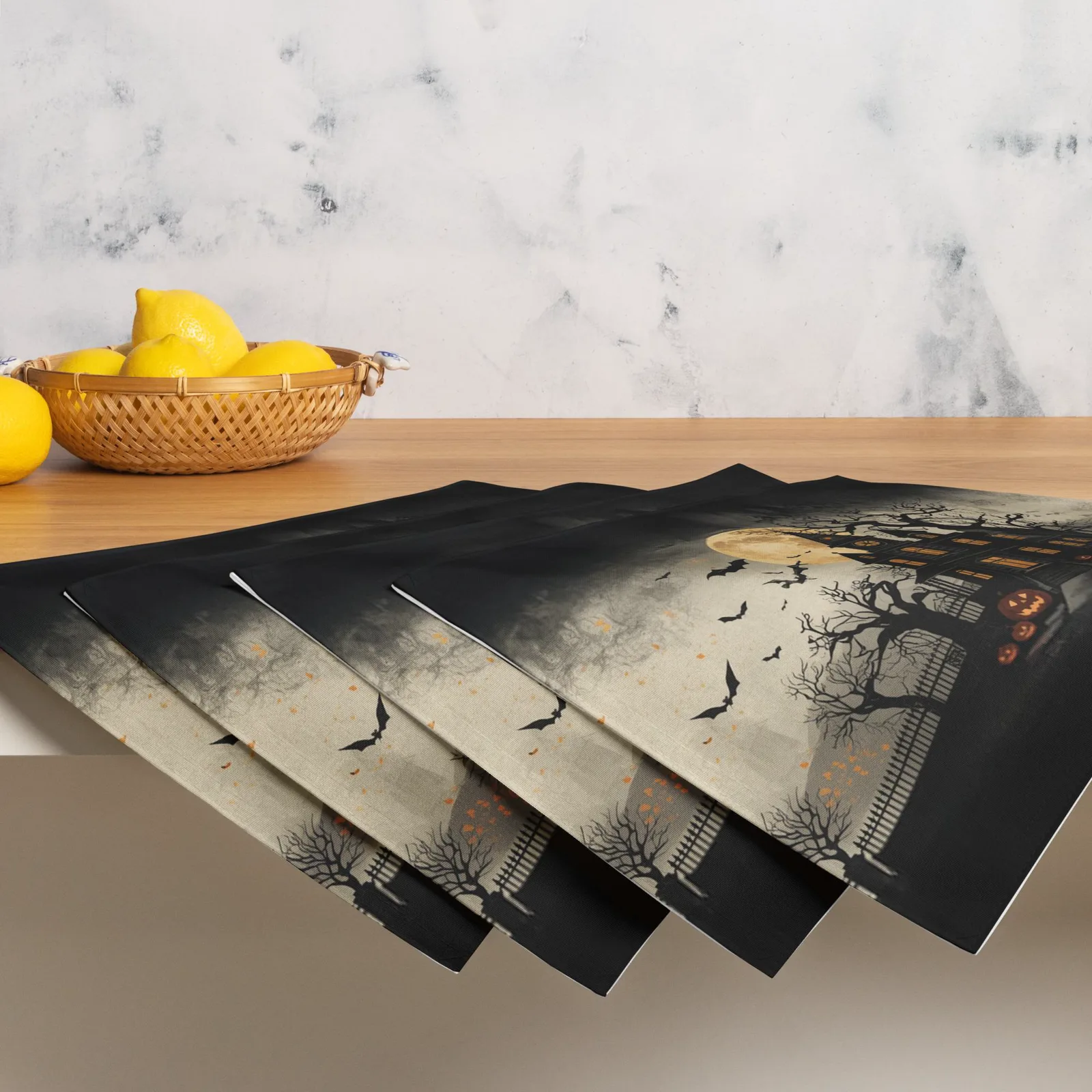 Haunted House Halloween Placemats Set of 4: Spooky Table Decor, photo 10
