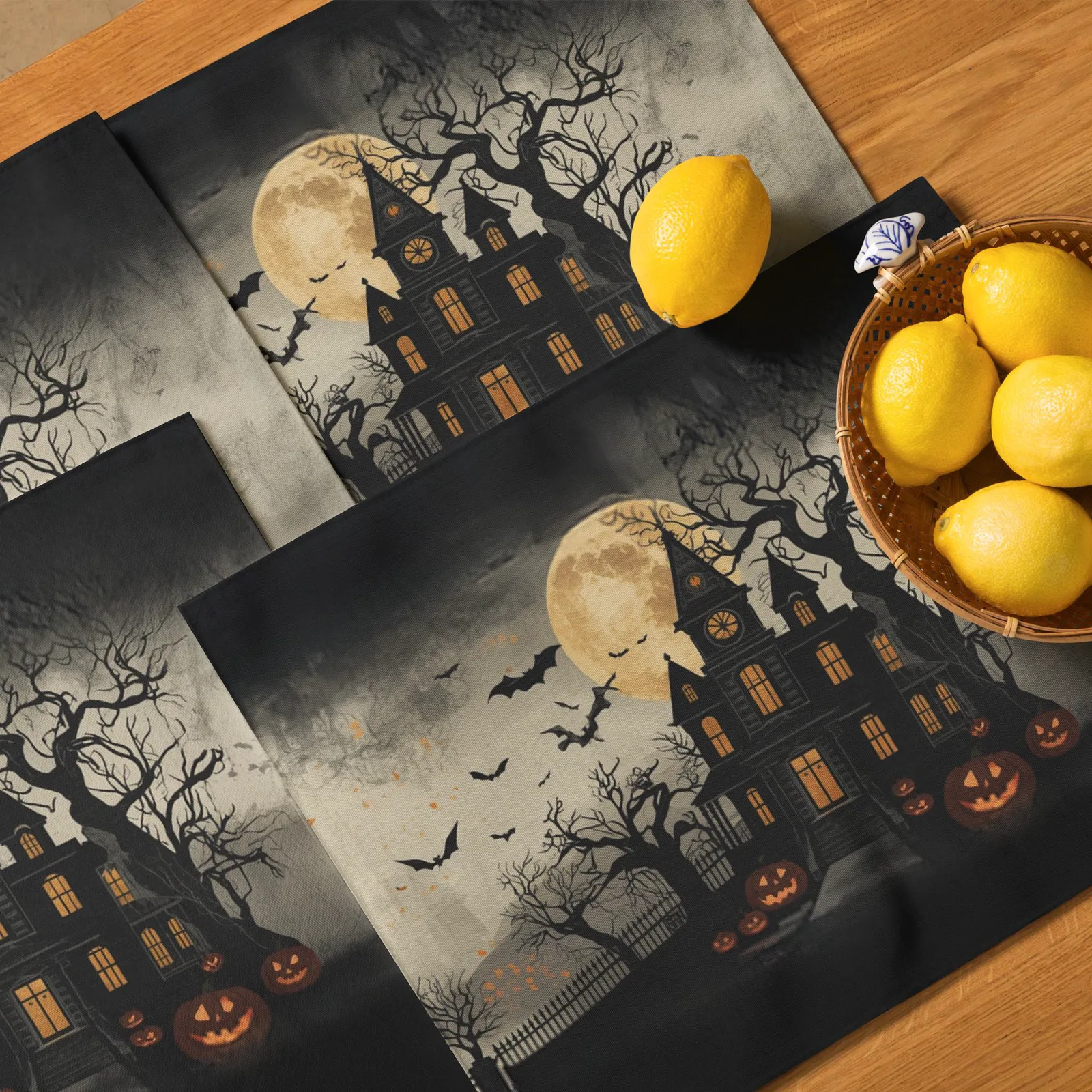Haunted House Halloween Placemats Set of 4: Spooky Table Decor, photo 8