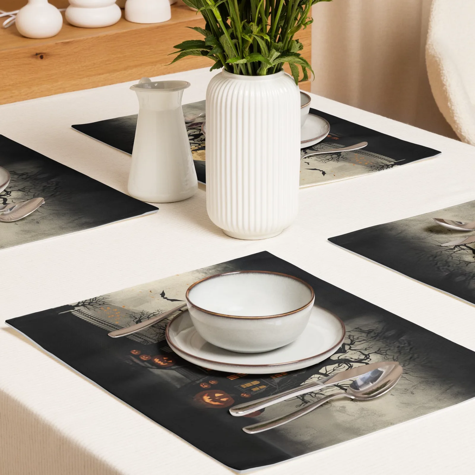 Haunted House Halloween Placemats Set of 4: Spooky Table Decor, photo 5