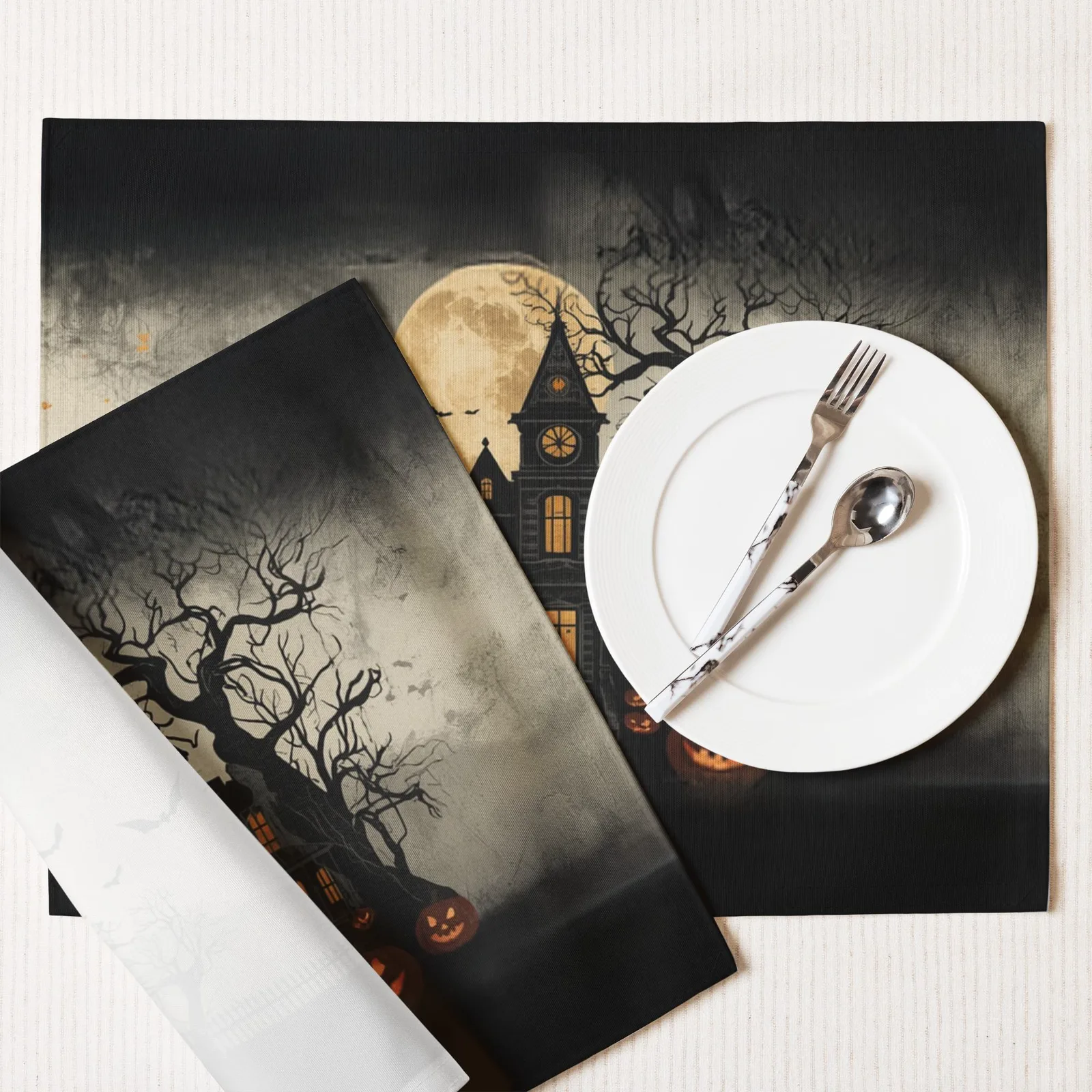 Haunted House Halloween Placemats Set of 4: Spooky Table Decor, photo 7