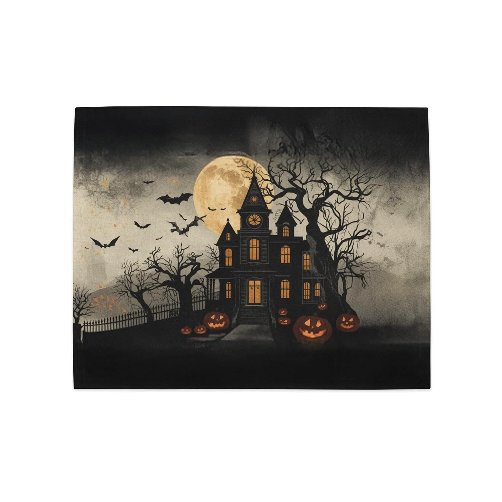 Haunted House Halloween Placemats Set of 4: Spooky Table Decor