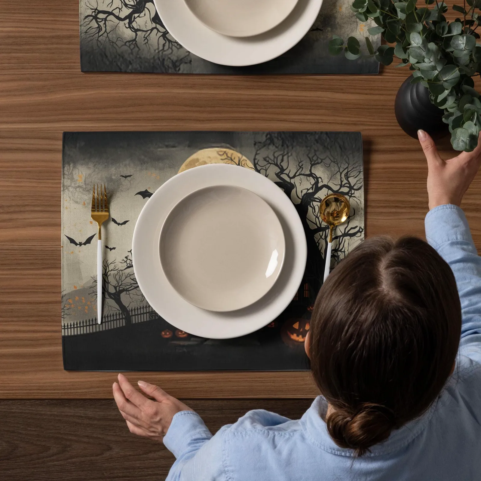 Haunted Mansion Halloween Placemat Set of 4: Spooky Gothic Table Decor, photo 5