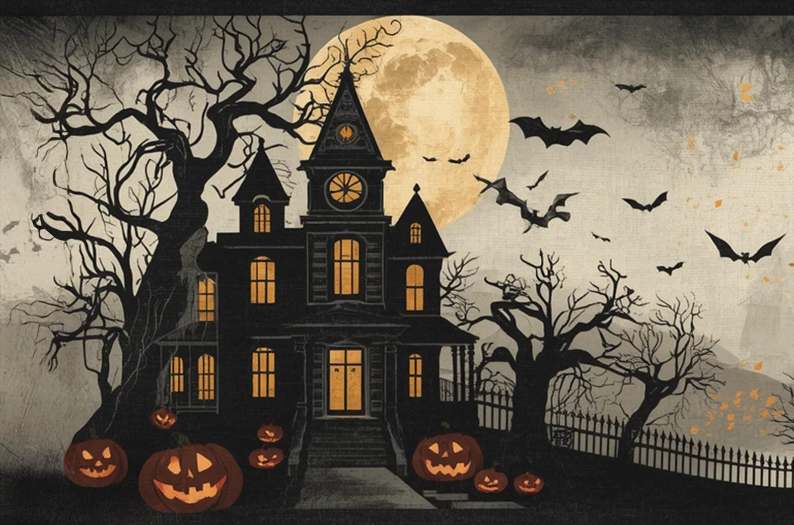 Haunted Mansion & Harvest Moon Table Runner: Halloween Dining Decor, photo 2