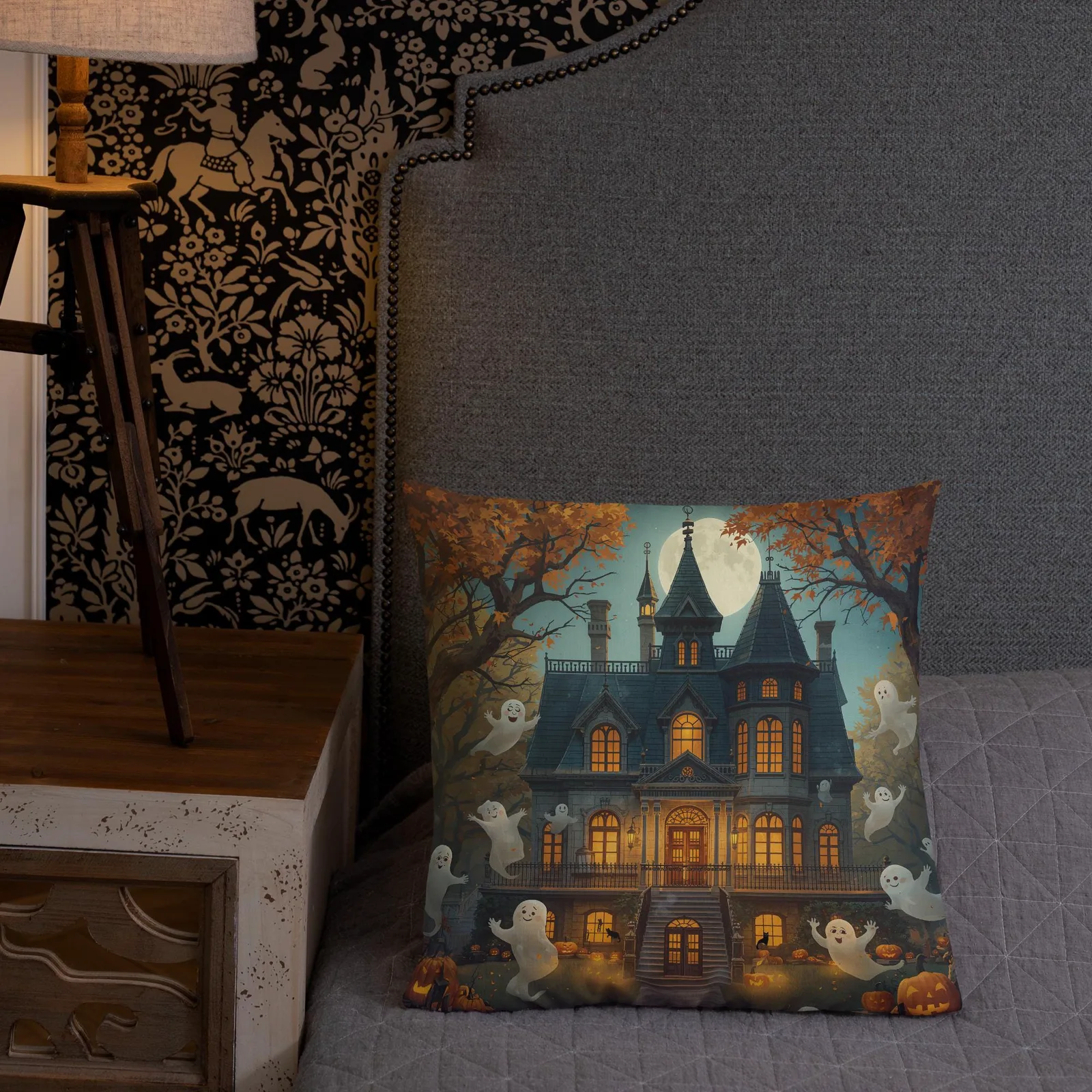 Haunted Mansion Throw Pillow, Ghosts, Halloween Home Decor, photo 8