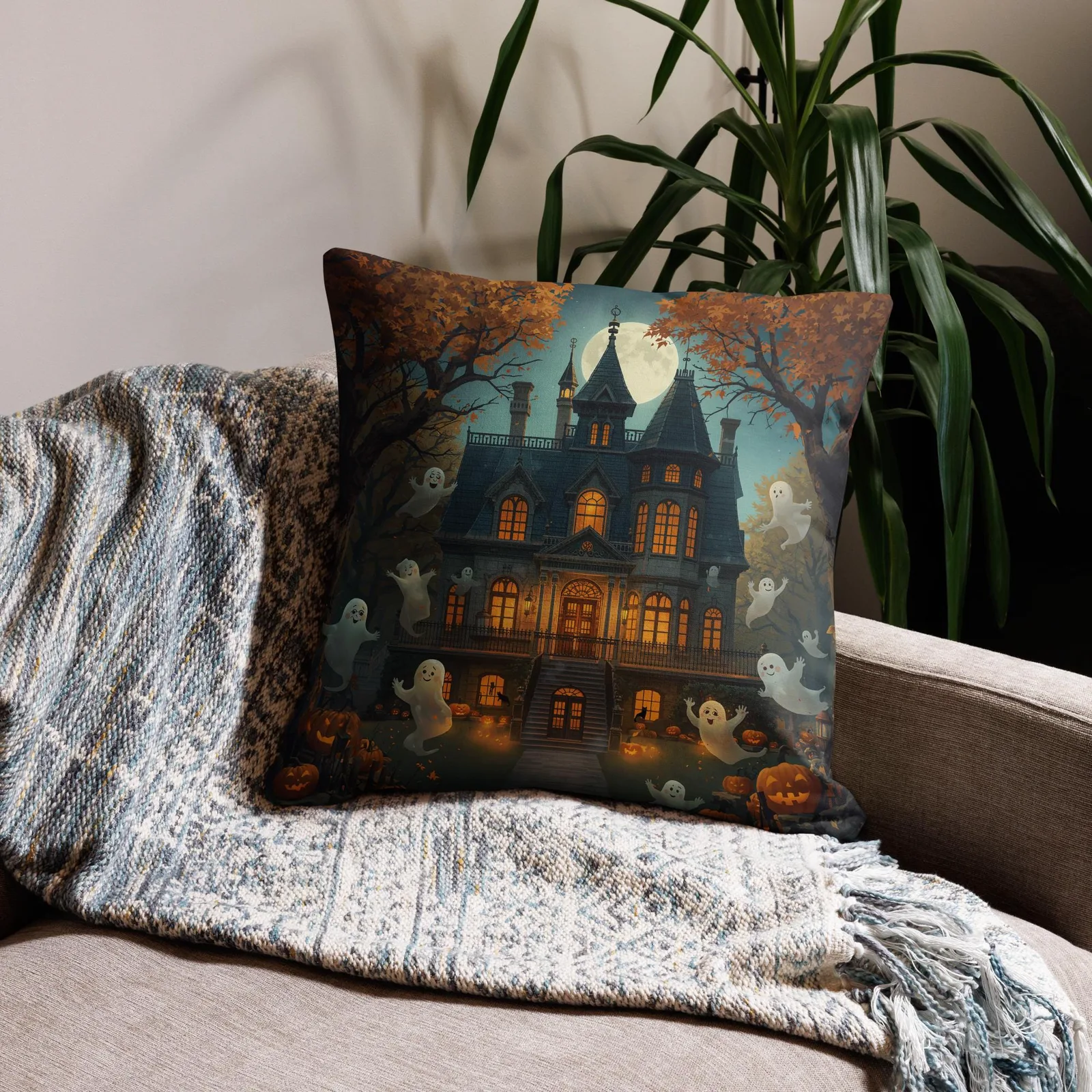 Haunted Mansion Throw Pillow, Ghosts, Halloween Home Decor, photo 3