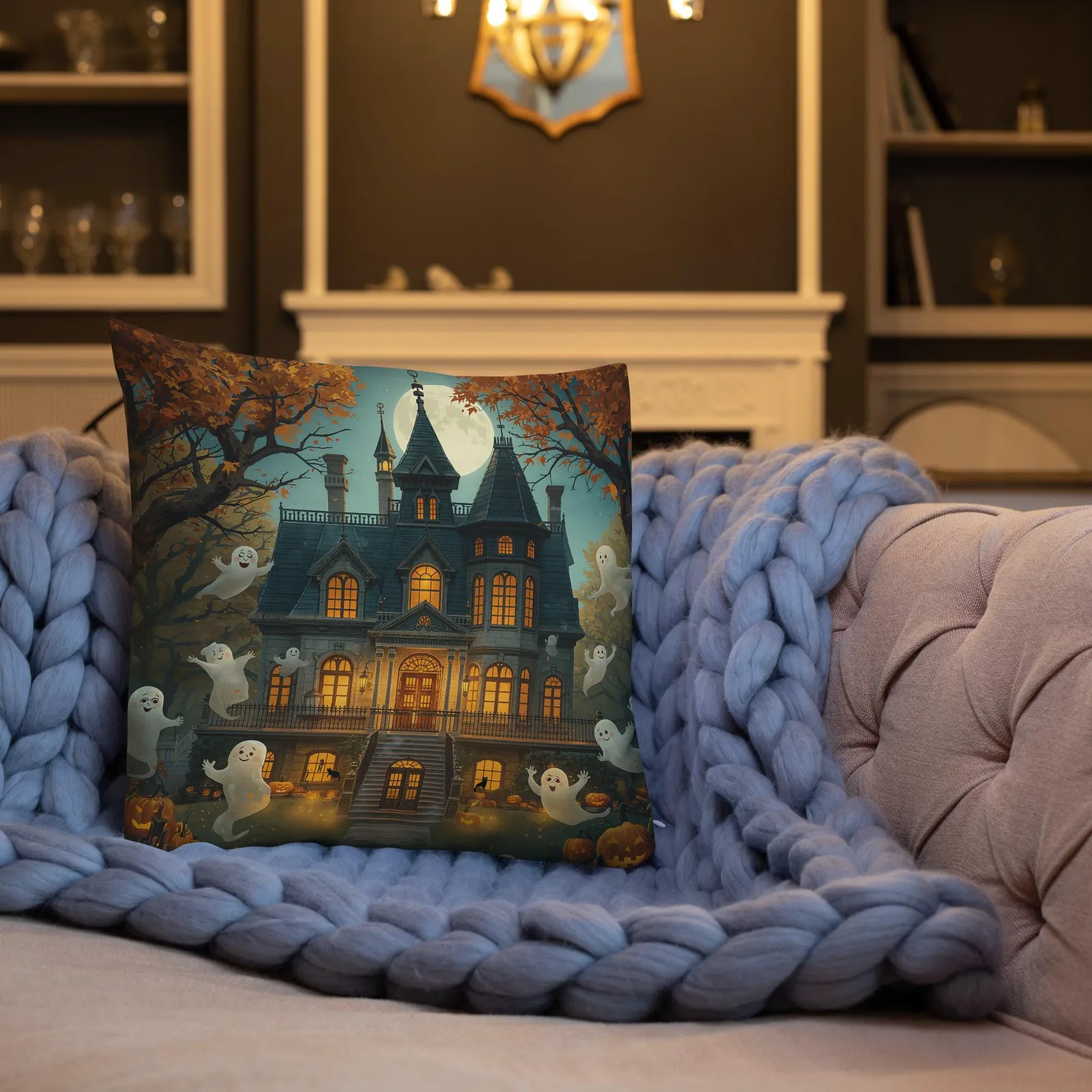 Haunted Mansion Throw Pillow, Ghosts, Halloween Home Decor, photo 9