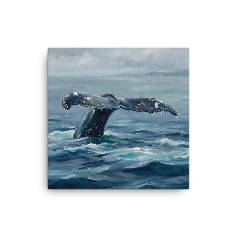 Humpback Whale Tail Thin Canvas: Open Ocean WhaleDecor Wall Art
