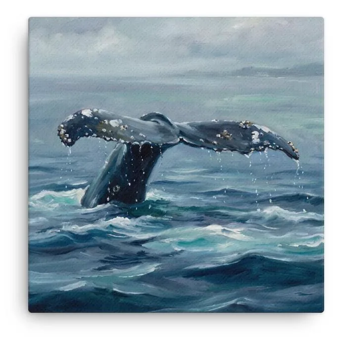 Humpback Whale Tail Thin Canvas: Open Ocean WhaleDecor Wall Art