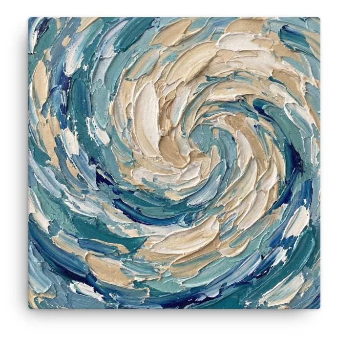 Impasto Abstract Thin Canvas: Textured Whirlpool Wall Art