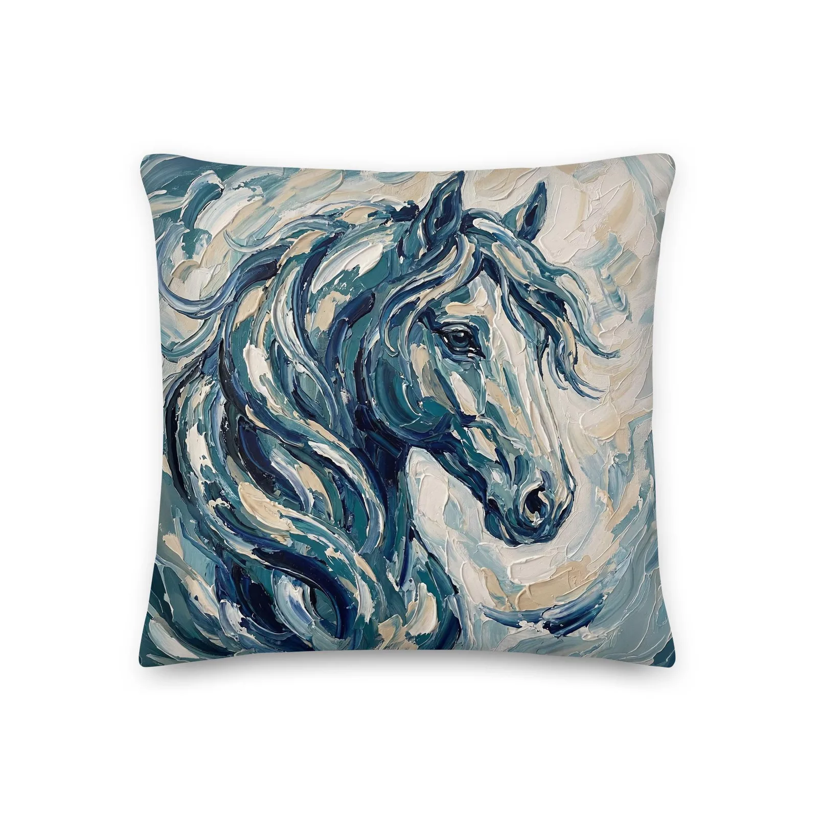 Impasto Horse Throw Pillow: Modern Horse Cushion