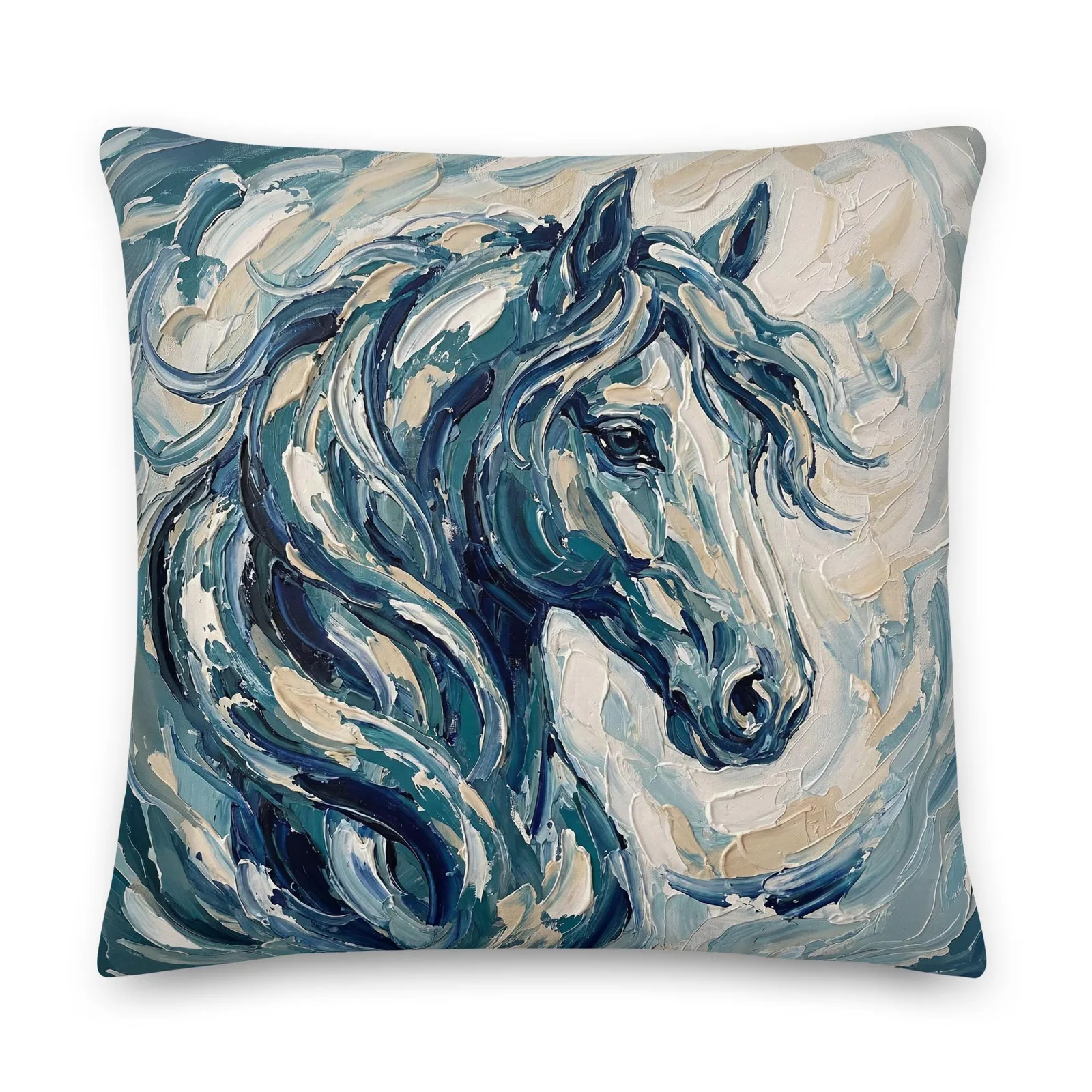 Impasto Horse Throw Pillow: Modern Horse Cushion, photo 3