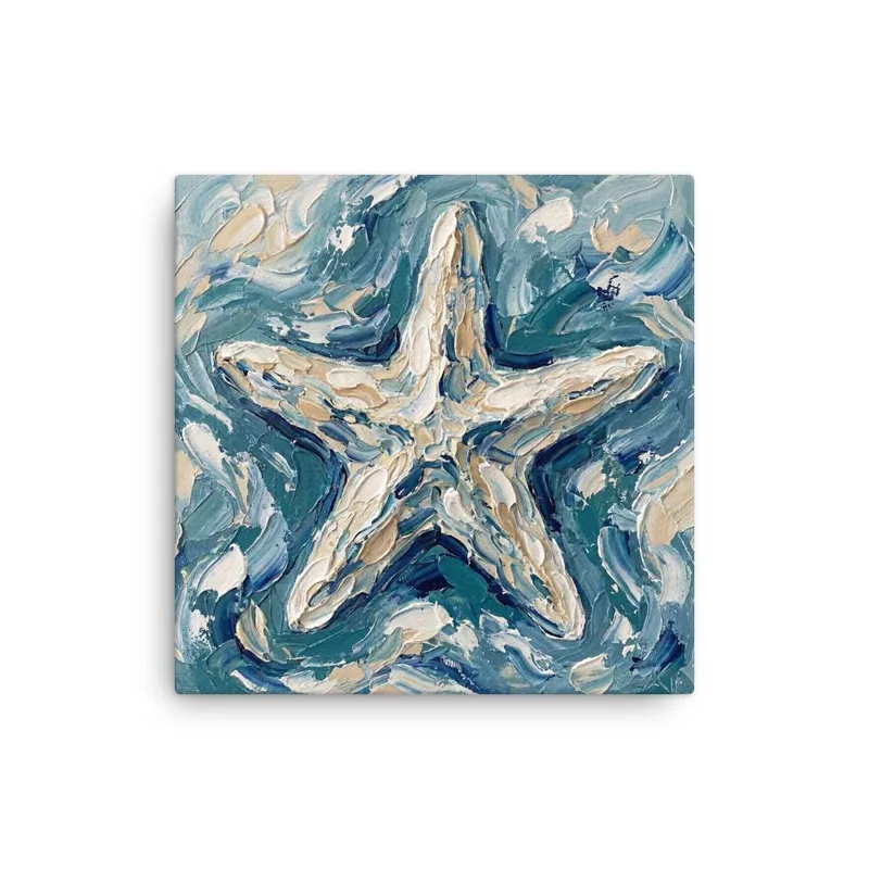 Impasto Starfish Thin Canvas: Ocean Decor Wall Art