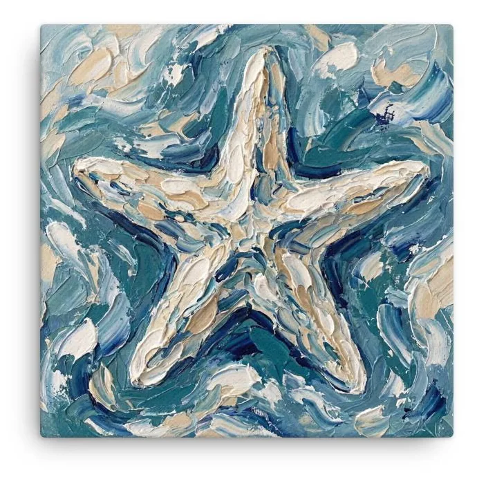 Impasto Starfish Thin Canvas: Ocean Decor Wall Art