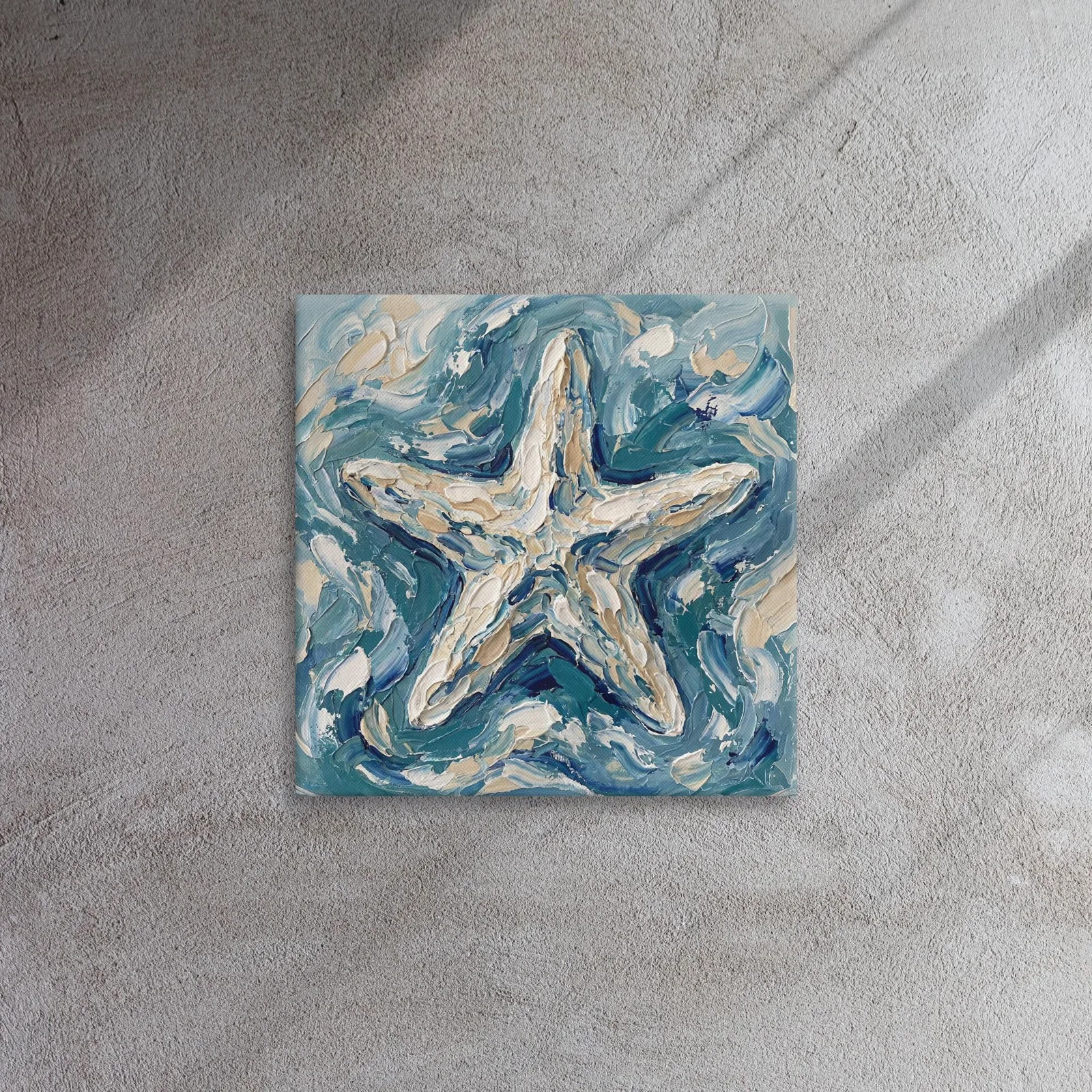 Impasto Starfish Thin Canvas: Ocean Decor Wall Art, photo 4