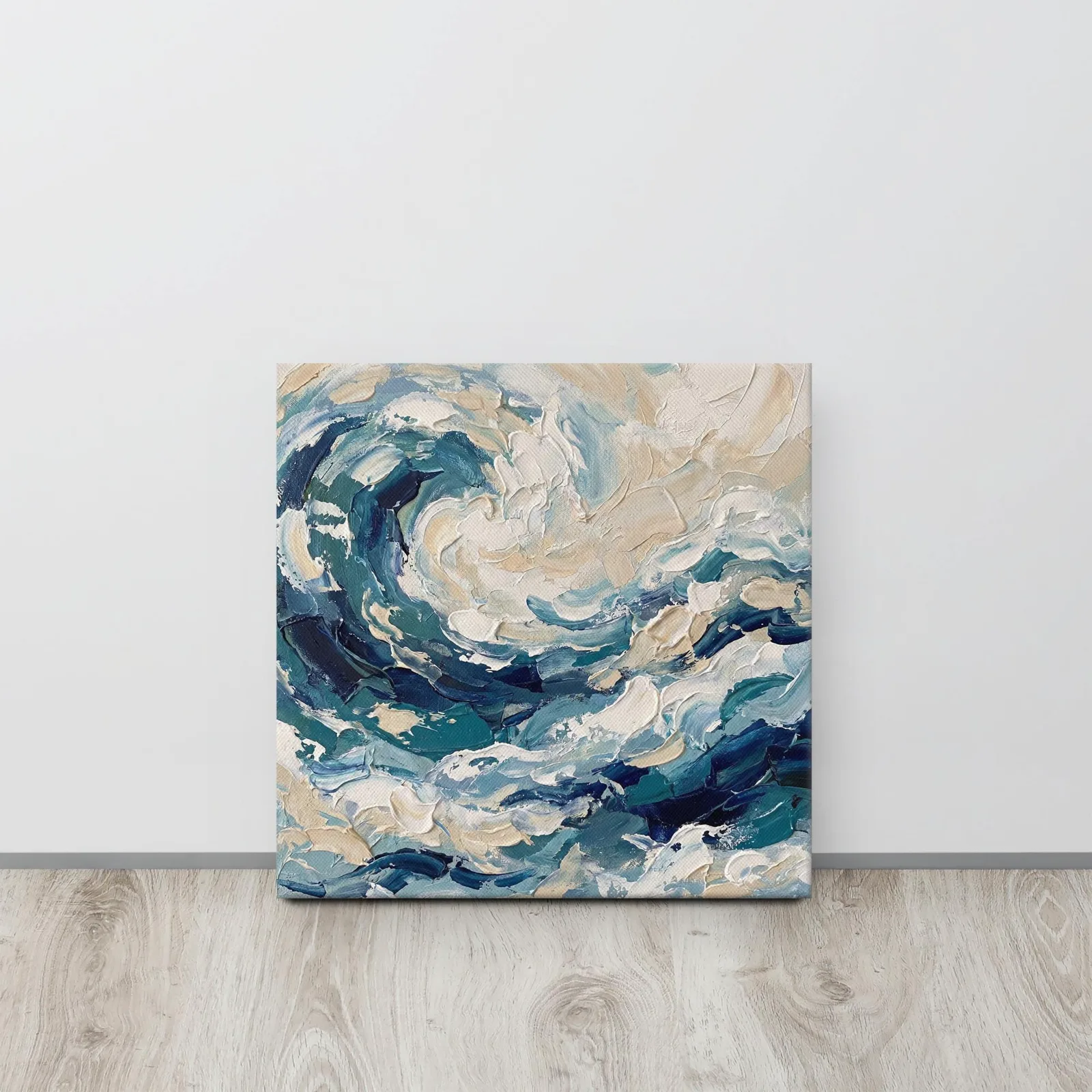 Impasto Wave Thin Canvas: Blue Abstract Wall Art, photo 8
