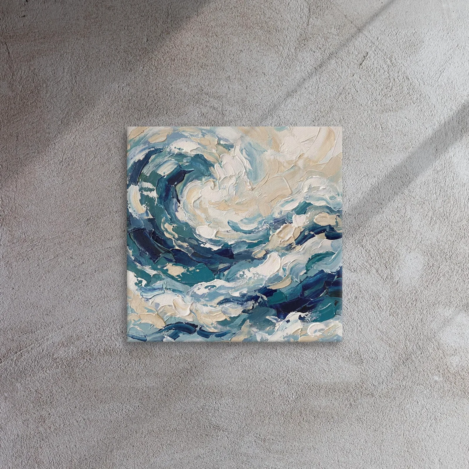 Impasto Wave Thin Canvas: Blue Abstract Wall Art, photo 4