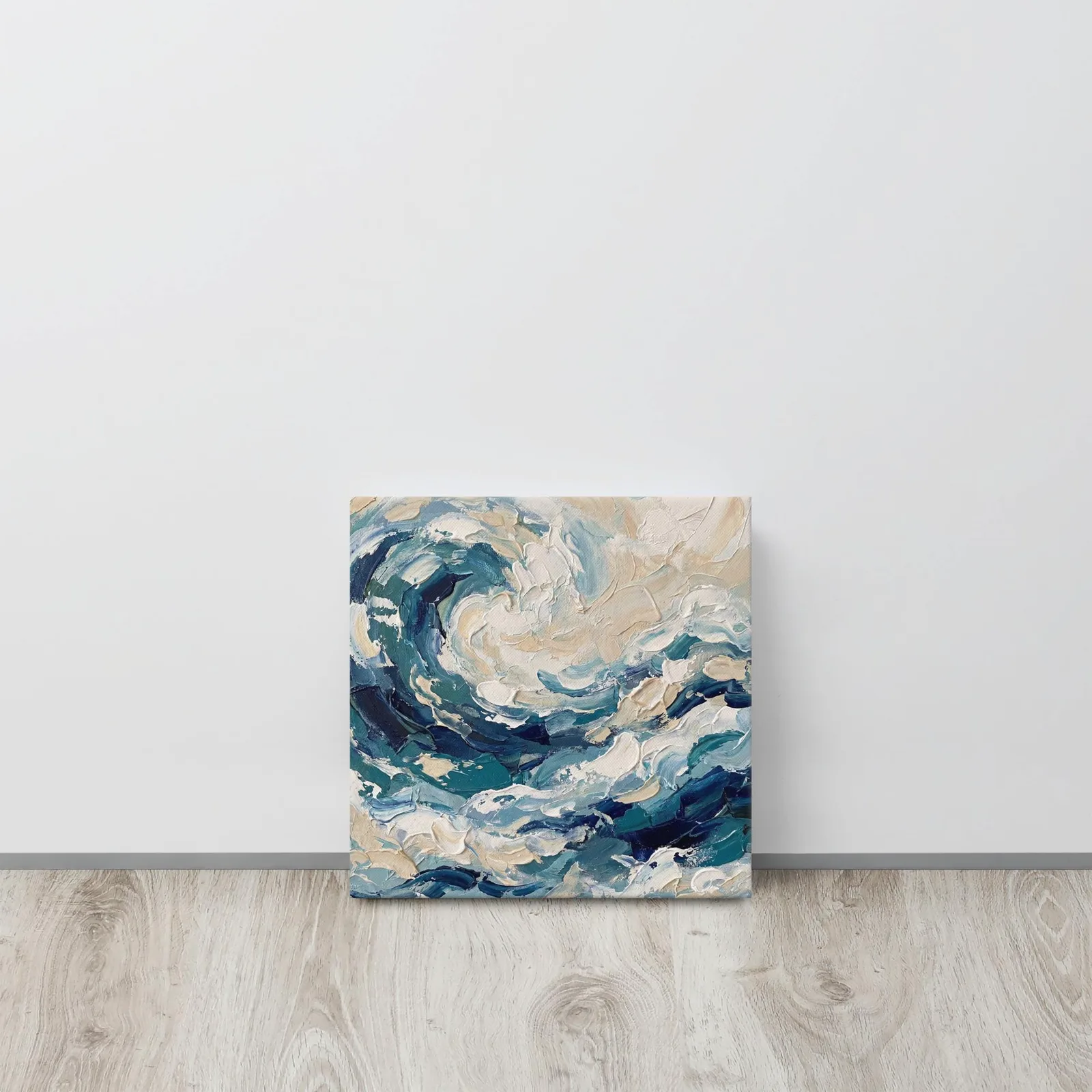 Impasto Wave Thin Canvas: Blue Abstract Wall Art, photo 7