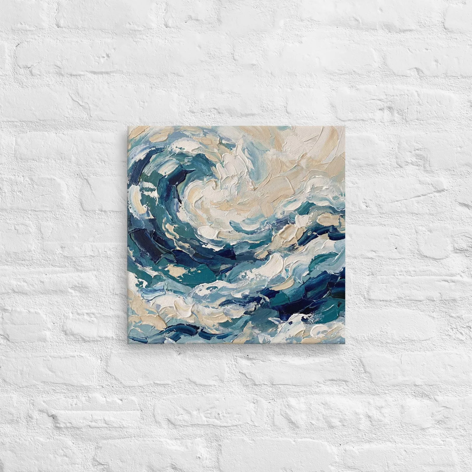 Impasto Wave Thin Canvas: Blue Abstract Wall Art, photo 9