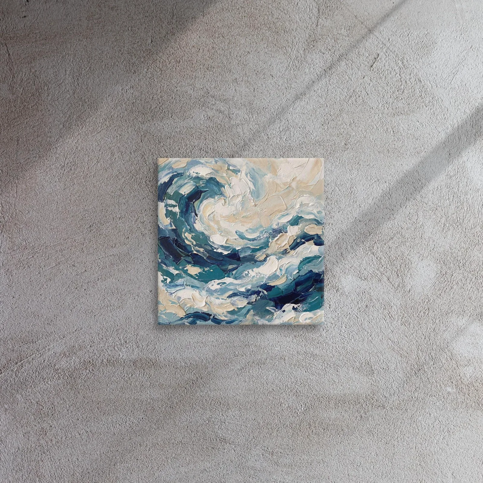 Impasto Wave Thin Canvas: Blue Abstract Wall Art, photo 3