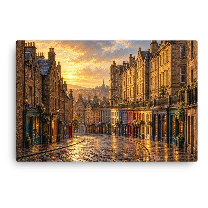 Inspired Victoria Street Edinburgh Thin Canvas: Scotland Old Town Historic Street Decor Wall Art