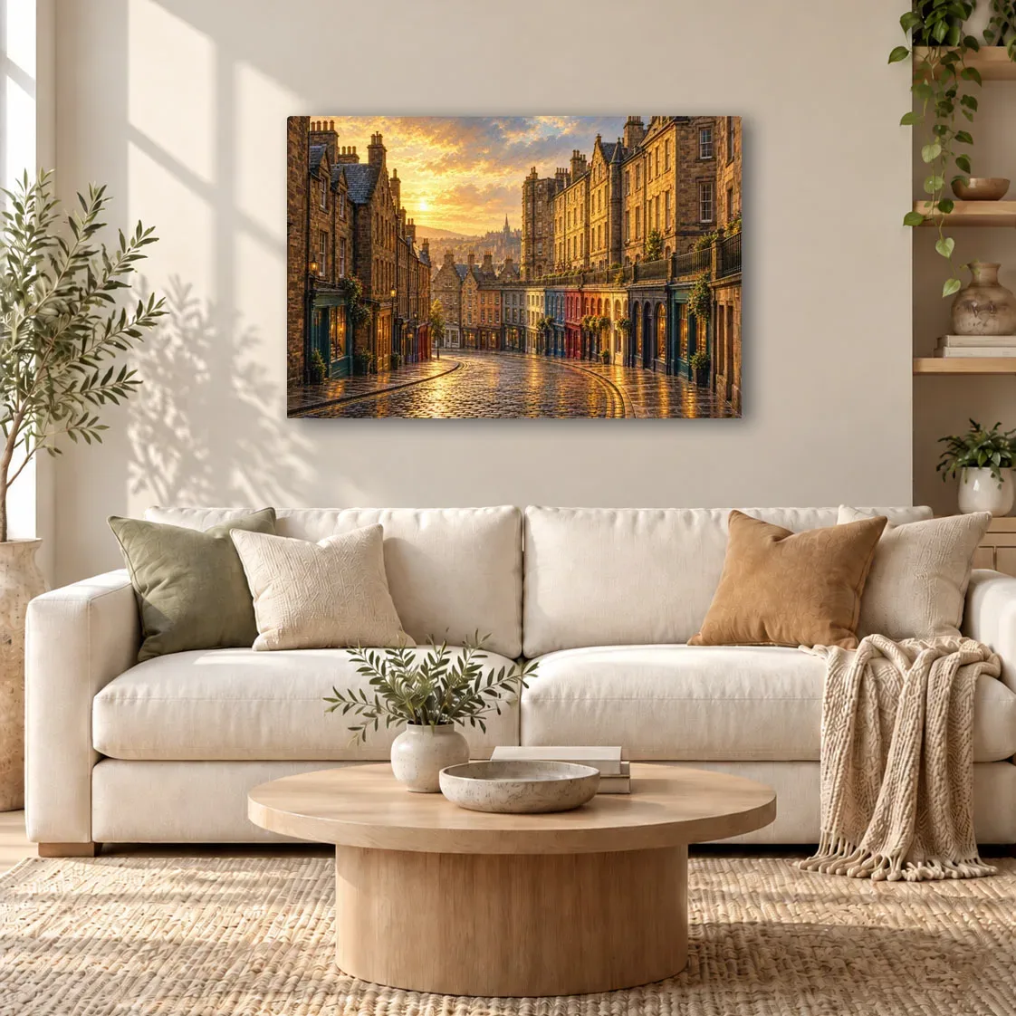 Inspired Victoria Street Edinburgh Thin Canvas: Scotland Old Town Historic Street Decor Wall Art