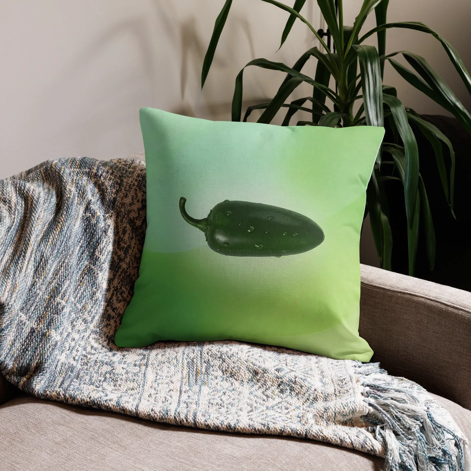 Jalapeño Throw Pillow: Green Kitchen Spicy Decor, photo 6