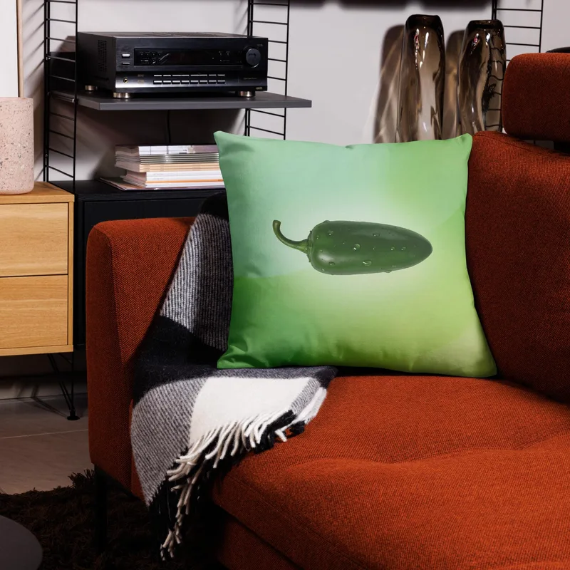 Jalapeño Throw Pillow: Green Kitchen Spicy Decor