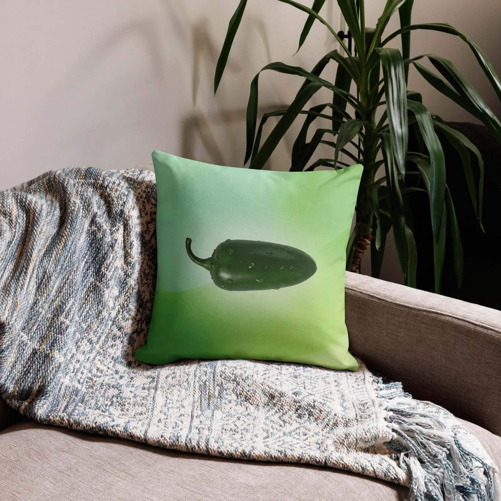Jalapeño Throw Pillow: Green Kitchen Spicy Decor, photo 5