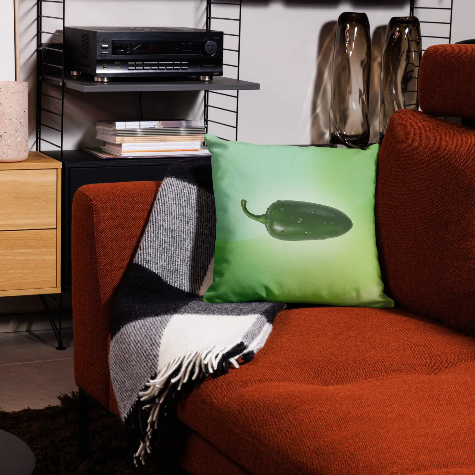 Jalapeño Throw Pillow: Green Kitchen Spicy Decor, photo 7
