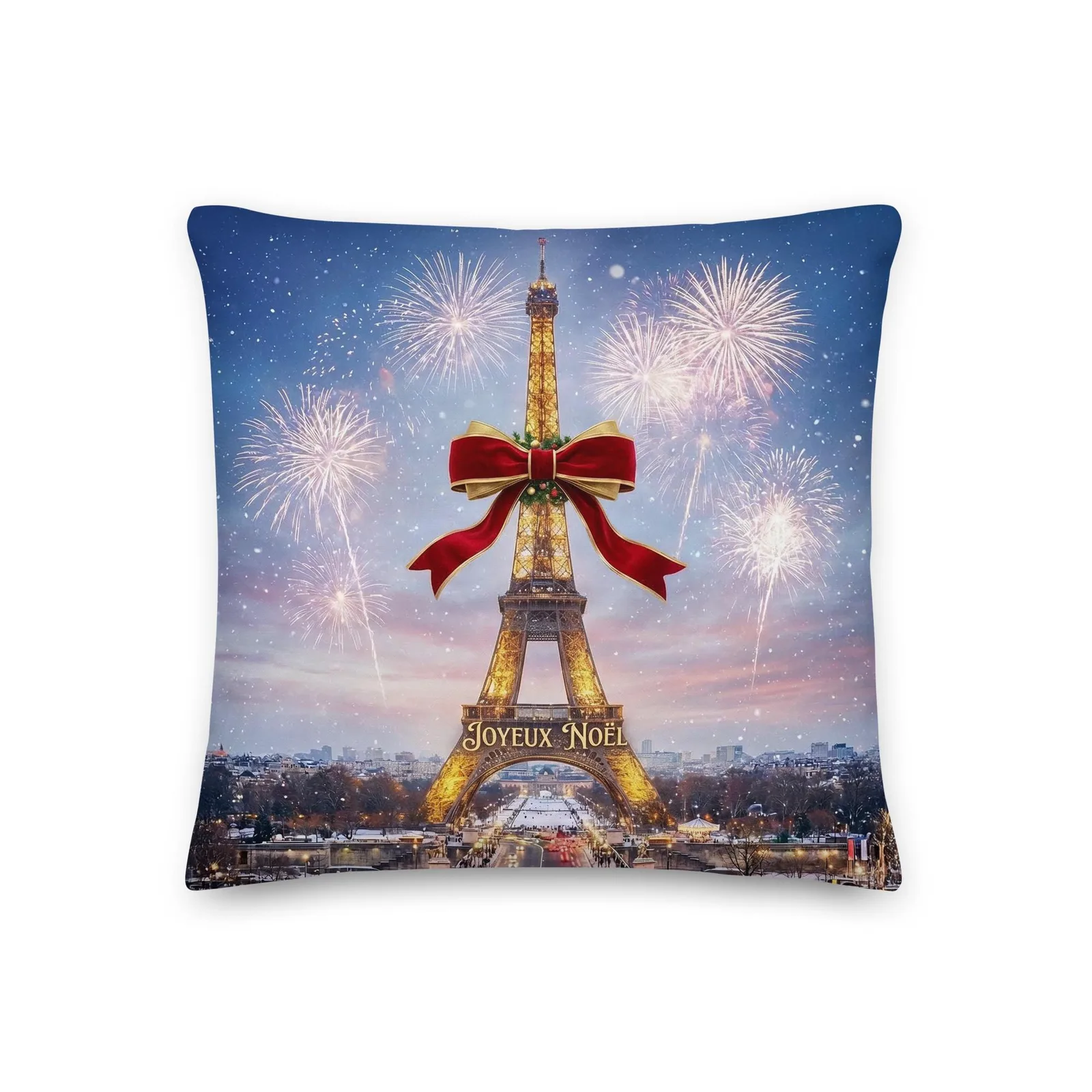 Joyeux Noël Eiffel Tower Christmas Throw Pillow: Elegant Christmas Decor for the Paris Lover, photo 2