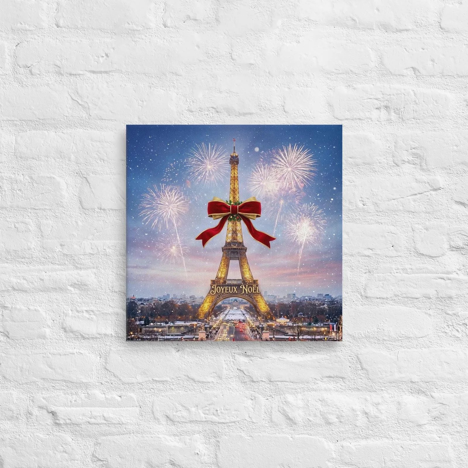 Joyeux Noël Eiffel Tower Thin Canvas: Paris Christmas Wall Art, photo 6