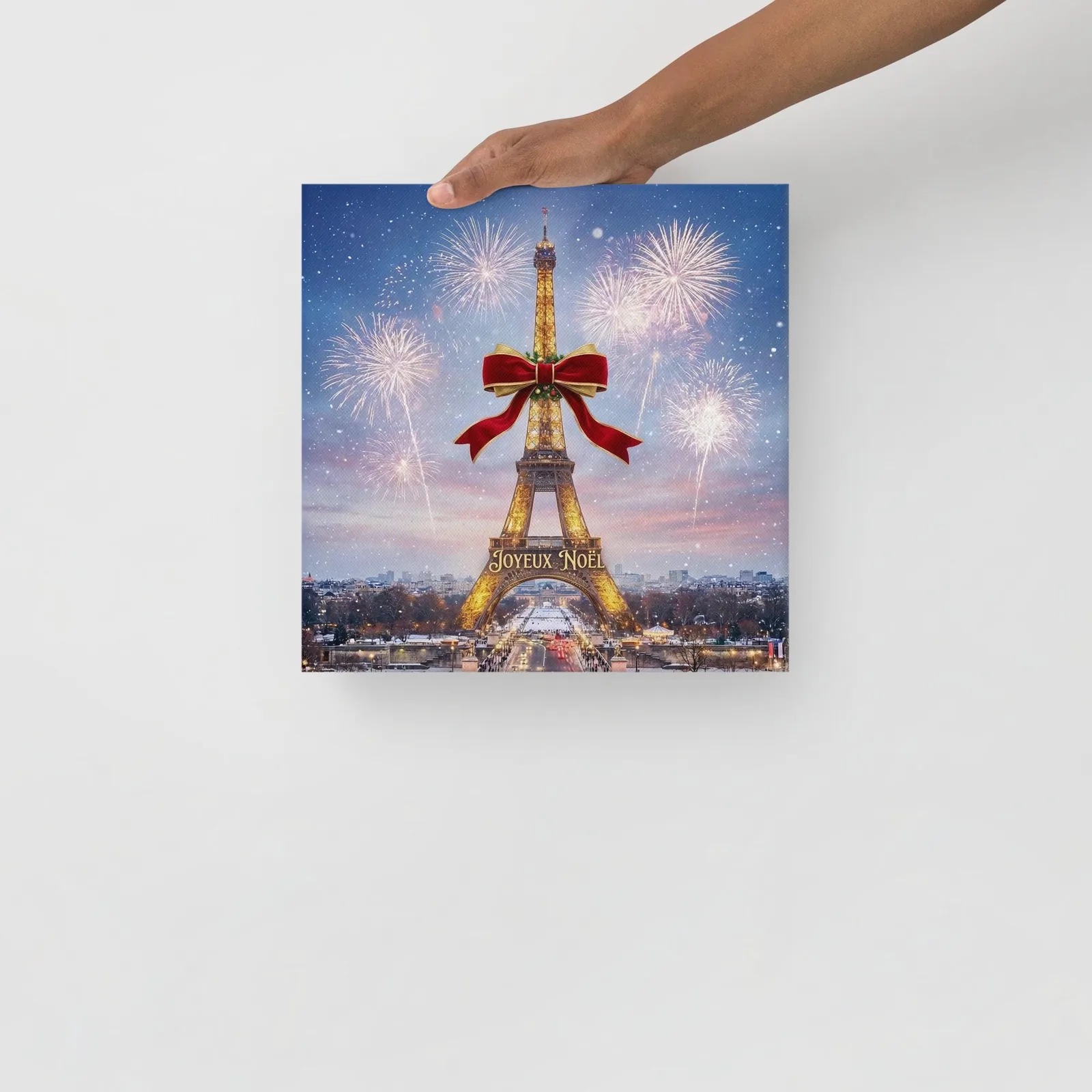 Joyeux Noël Eiffel Tower Thin Canvas: Paris Christmas Wall Art, photo 2