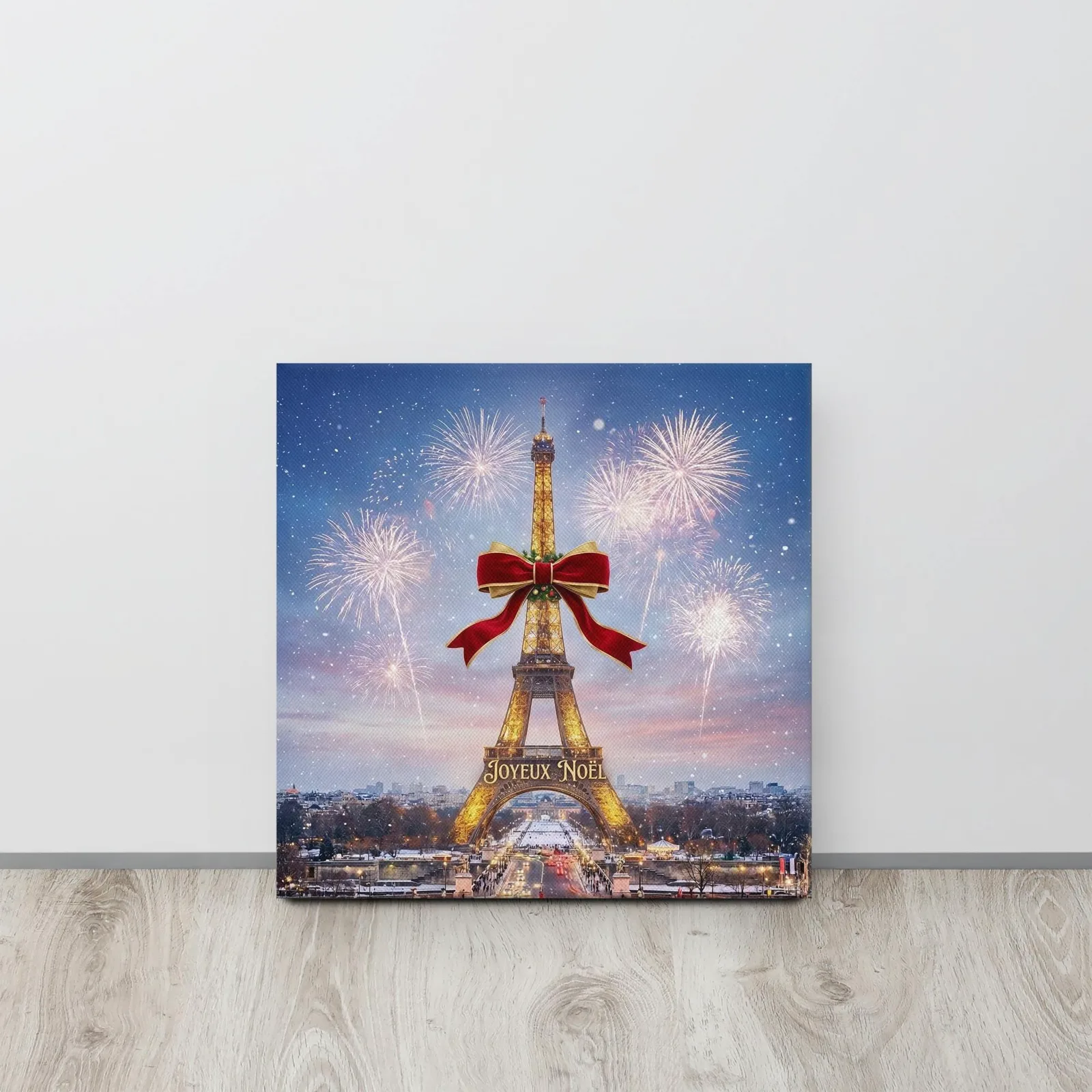 Joyeux Noël Eiffel Tower Thin Canvas: Paris Christmas Wall Art, photo 5