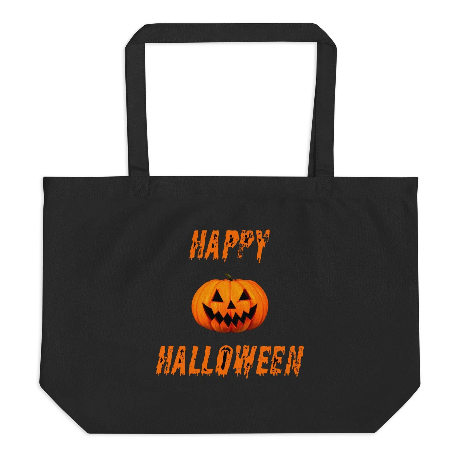 Large Halloween Reusable Tote Bag: Jack-o'-Lantern Design