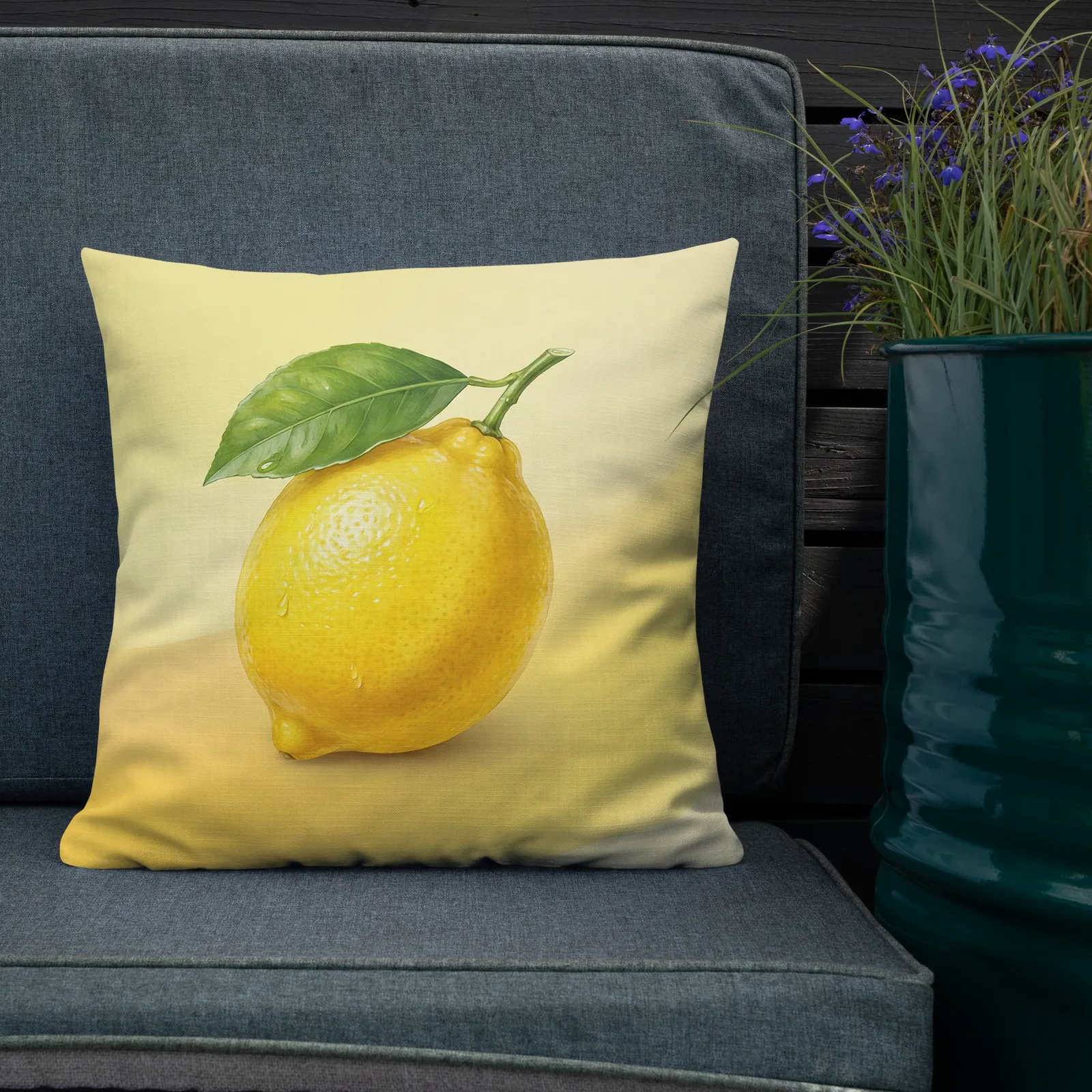 Lemon Throw Pillow: Citrus Spring Summer Sunshine Decor, photo 4
