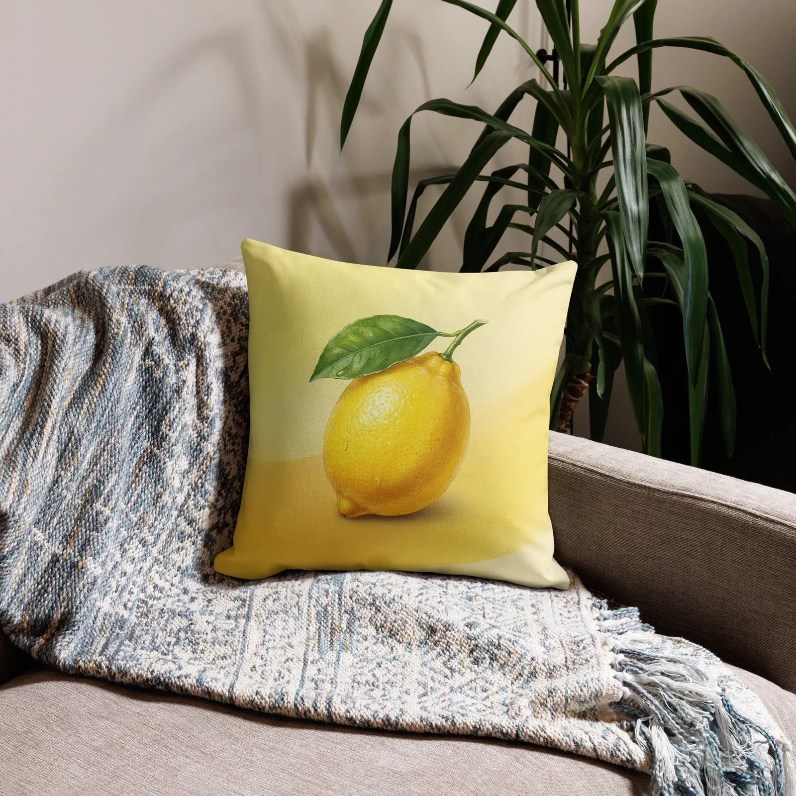 Lemon Throw Pillow: Citrus Spring Summer Sunshine Decor, photo 3