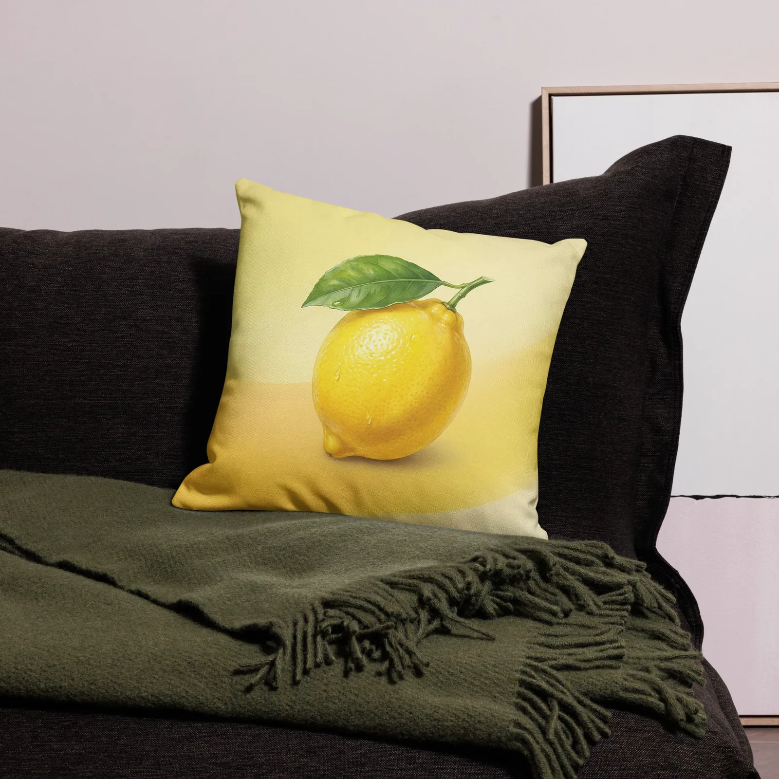 Lemon Throw Pillow: Citrus Spring Summer Sunshine Decor, photo 5