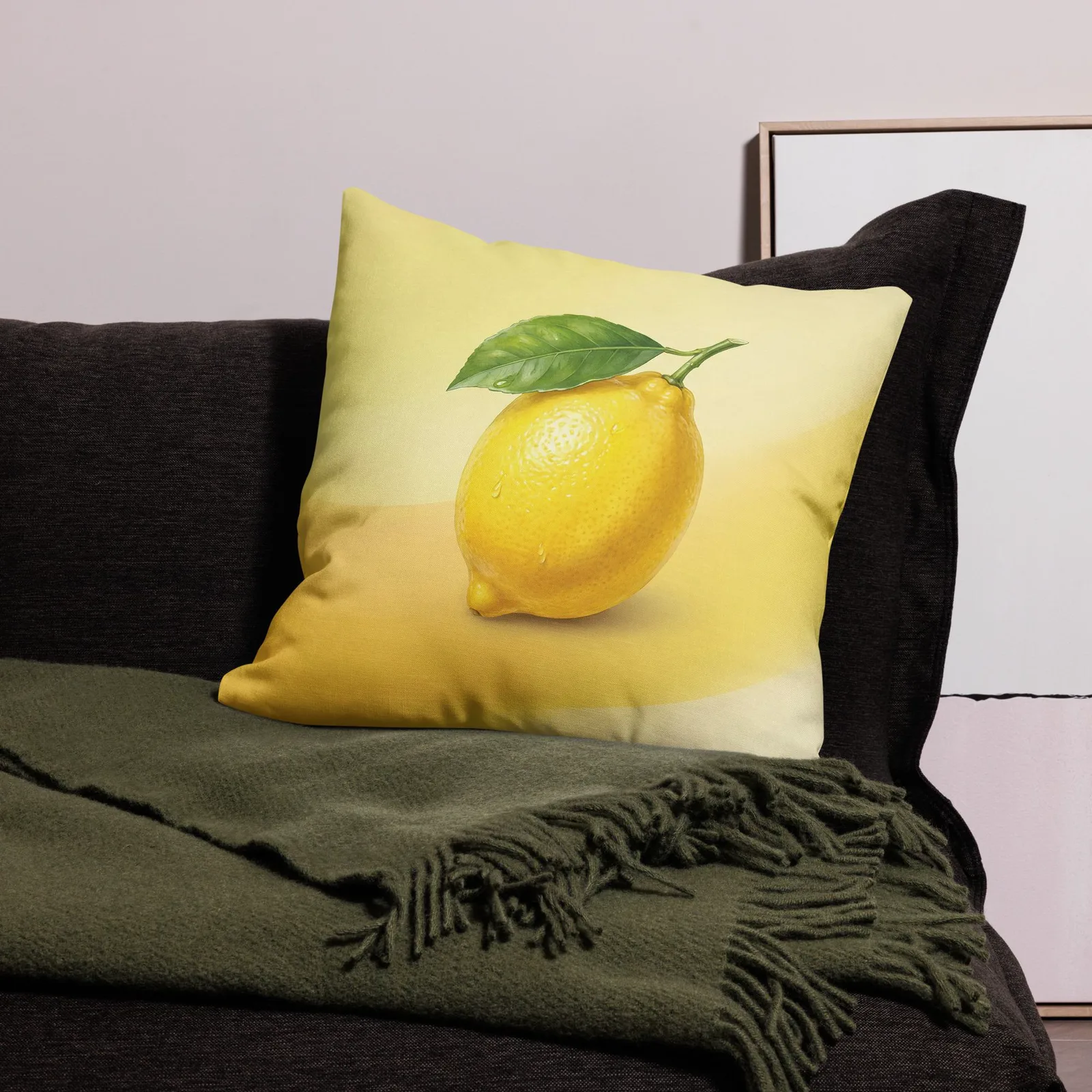 Lemon Throw Pillow: Citrus Spring Summer Sunshine Decor, photo 6
