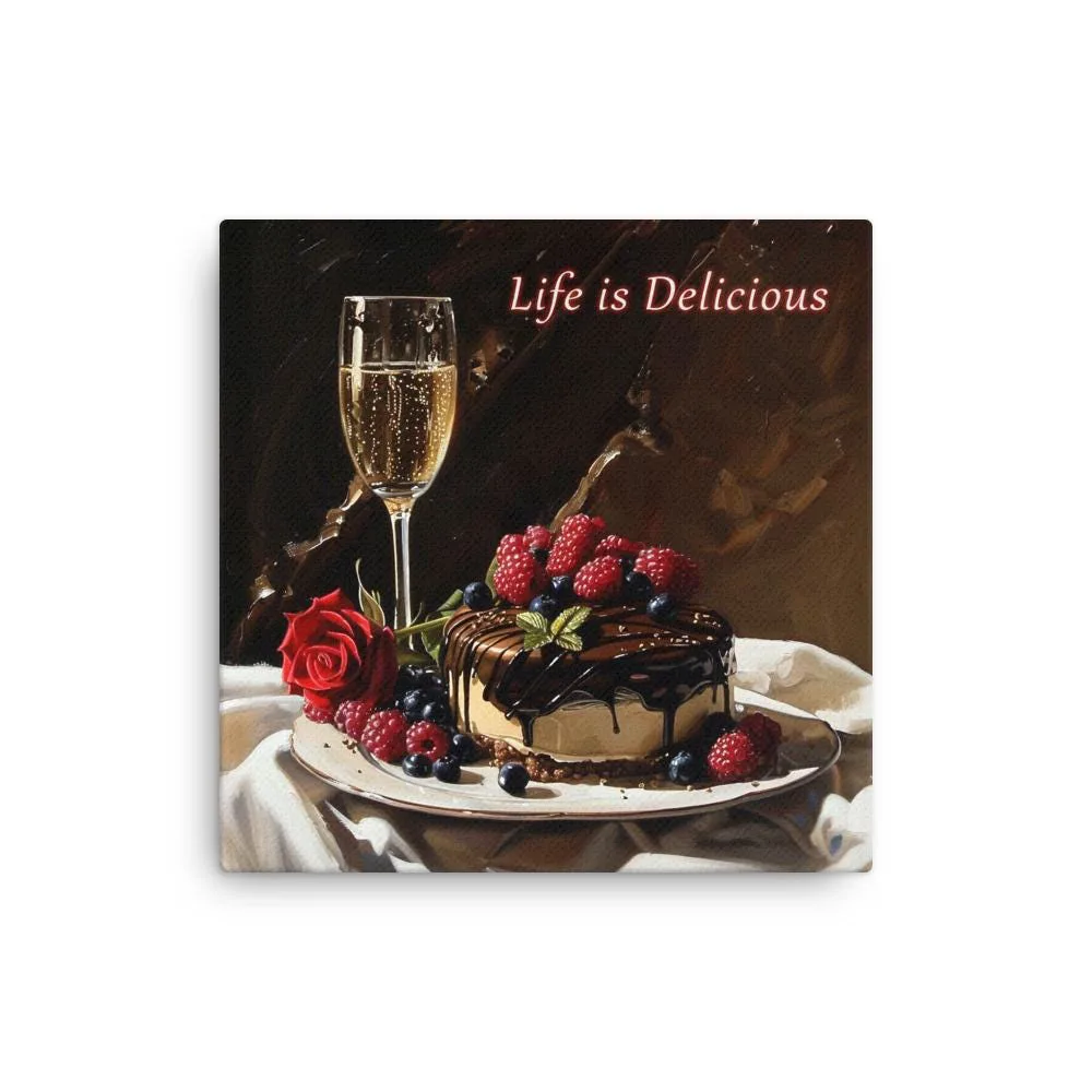 Life Is Delicious – Elegant Dessert Thin Canvas Wall Art (16×16 in.), photo 2