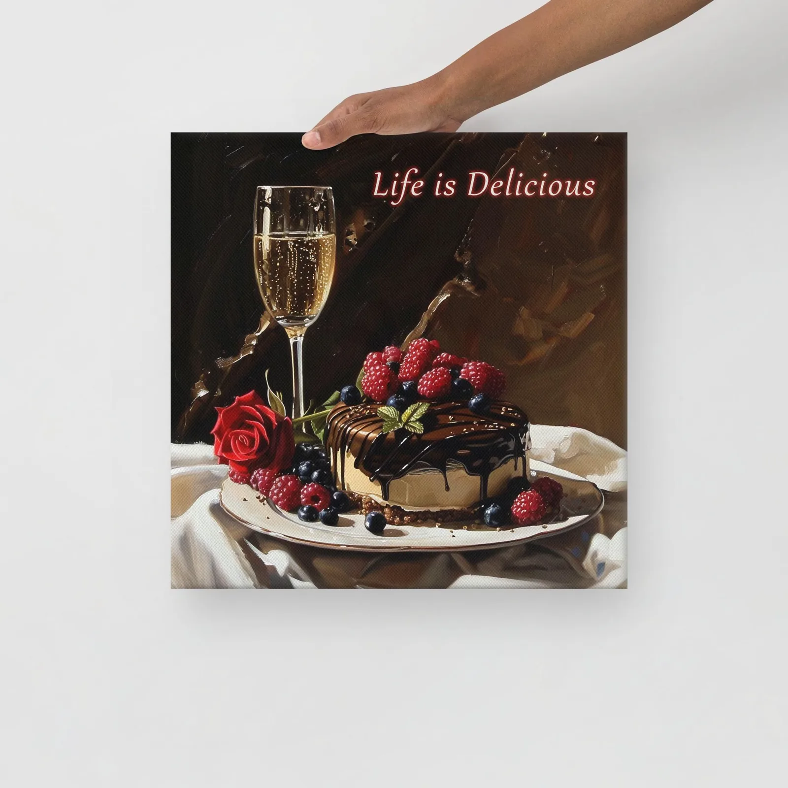 Life Is Delicious – Elegant Dessert Thin Canvas Wall Art (16×16 in.), photo 3