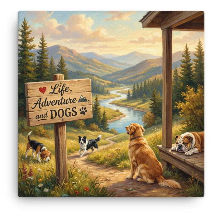 Love LIFE, ADVENTURE and DOGS - Dog Lover Canvas Print — 16" x 16"