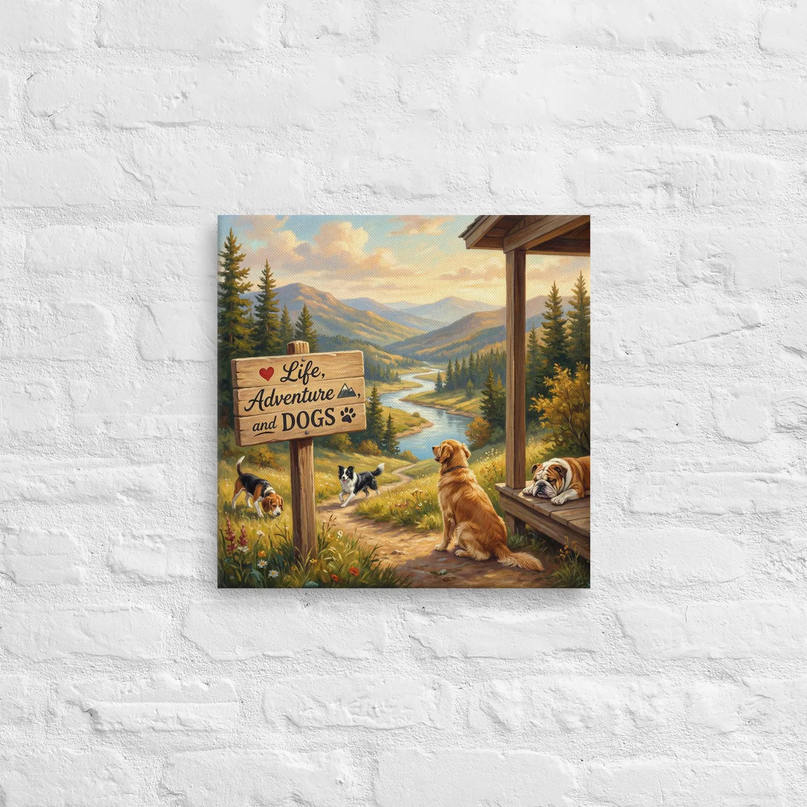 Love LIFE, ADVENTURE and DOGS - Dog Lover Canvas Print — 16" x 16", photo 5