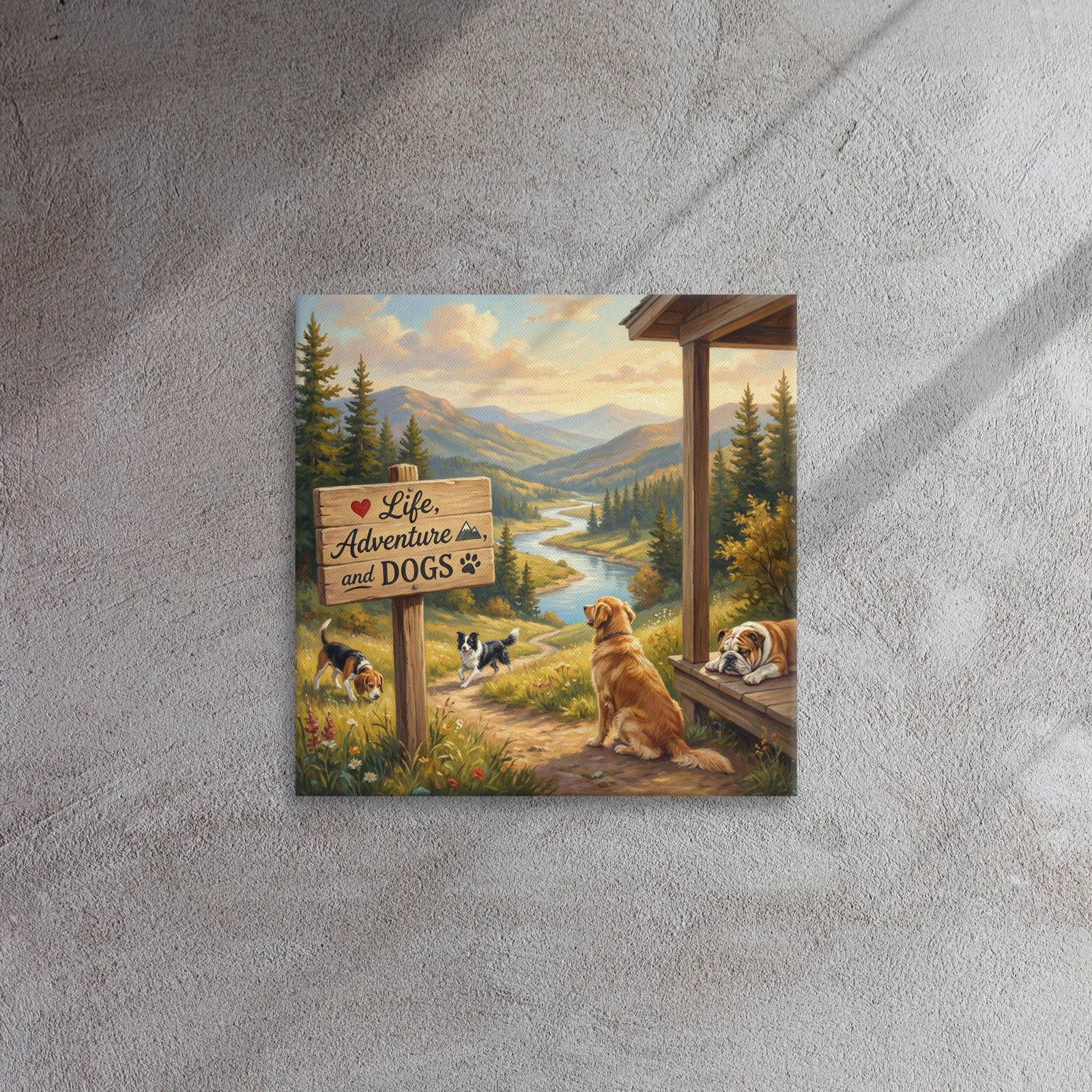 Love LIFE, ADVENTURE and DOGS - Dog Lover Canvas Print — 16" x 16", photo 3