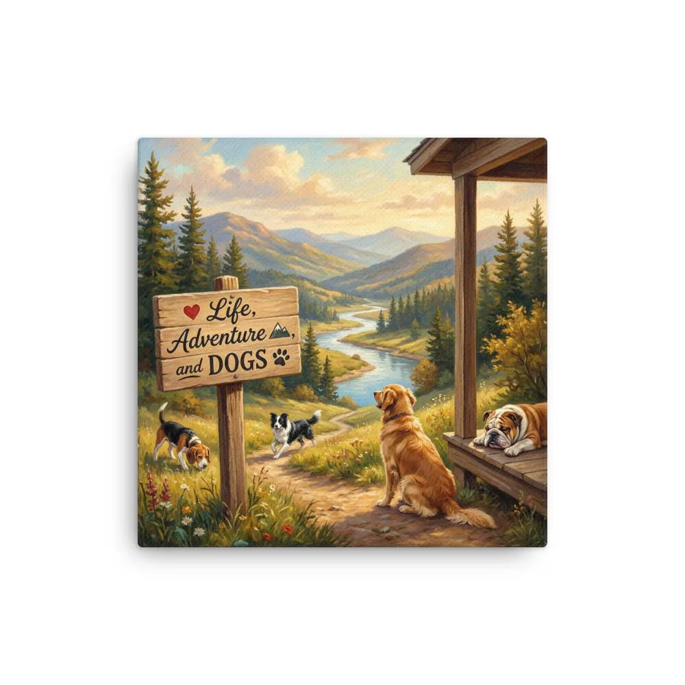 Love LIFE, ADVENTURE and DOGS - Dog Lover Canvas Print — 16" x 16"